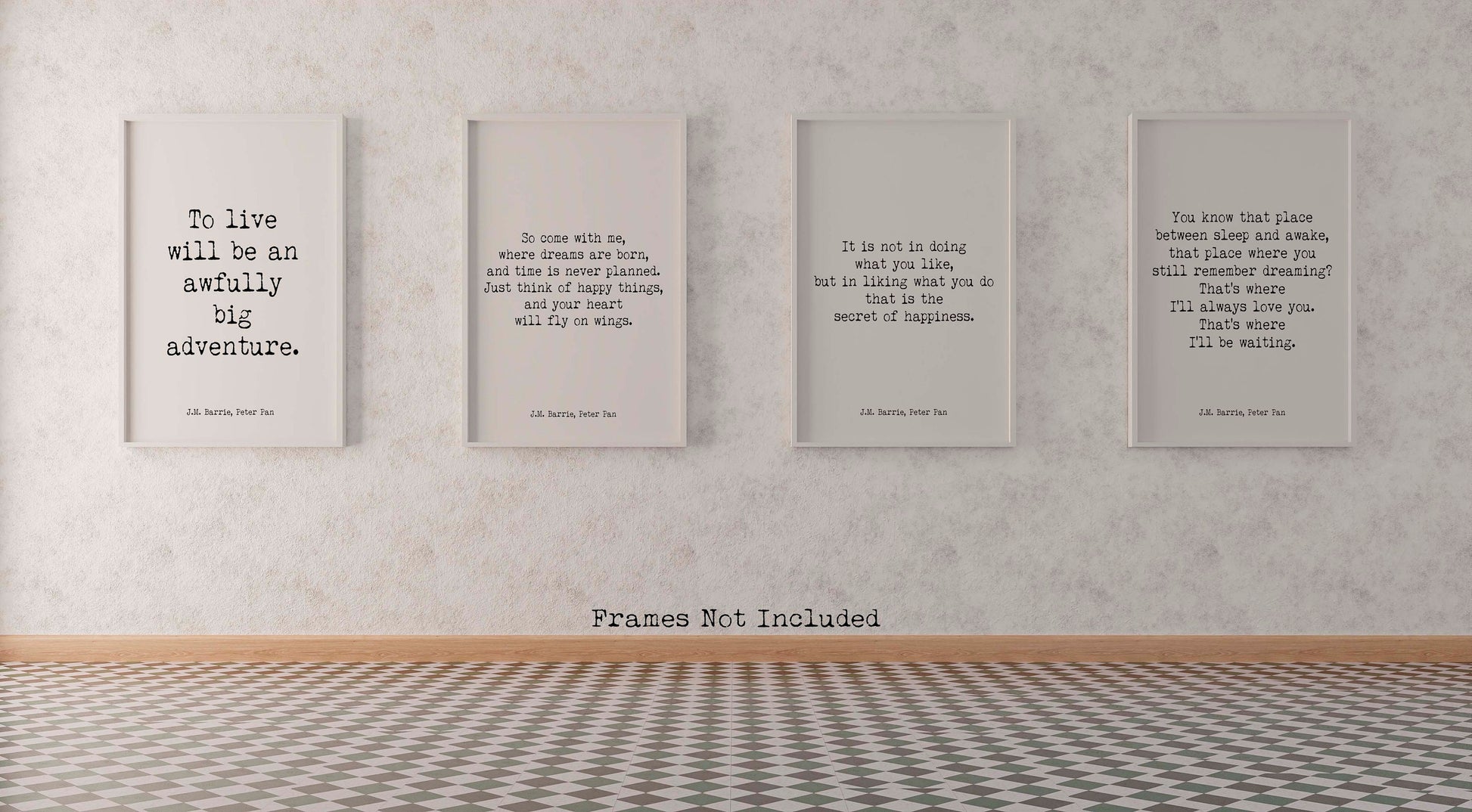 J.M. Barrie Peter Pan Quote Print Set, Literary Wall Art Collection