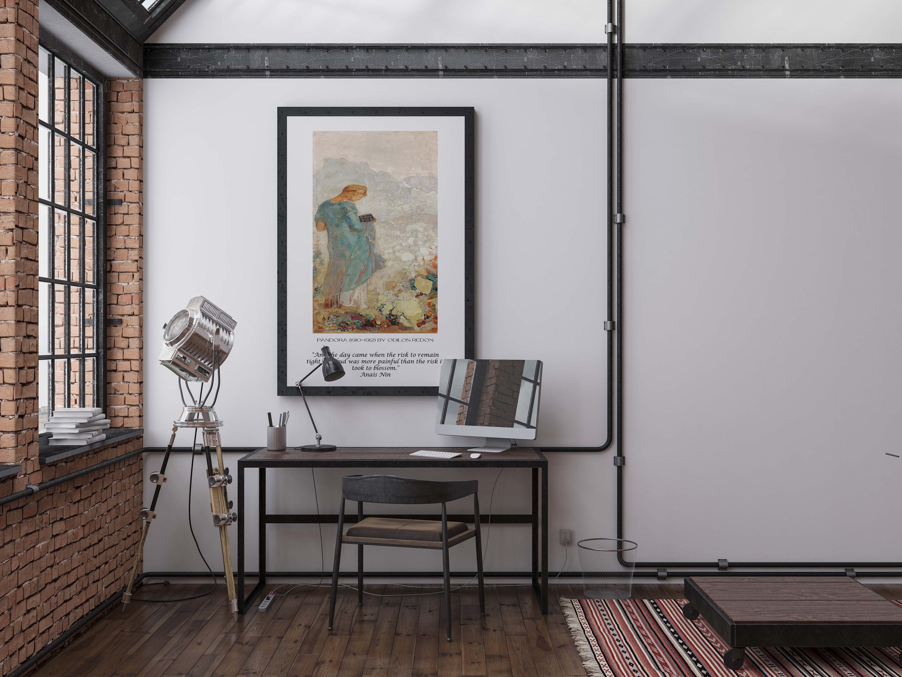 Anaïs Nin Quote with Pandora Painting – Literary Art Print, Vintage Feminine Wall Art