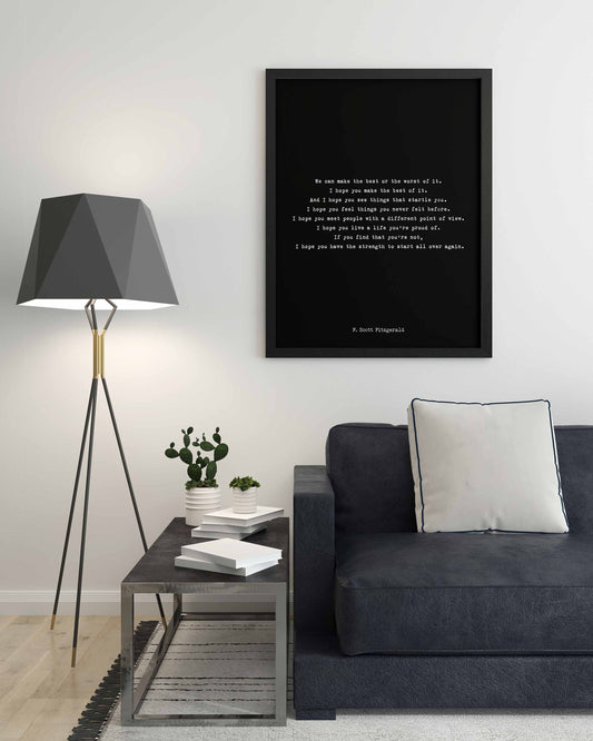 F Scott Fitzgerald Framed Art - Inspirational Print, Framed Quote Art For Kid's Room