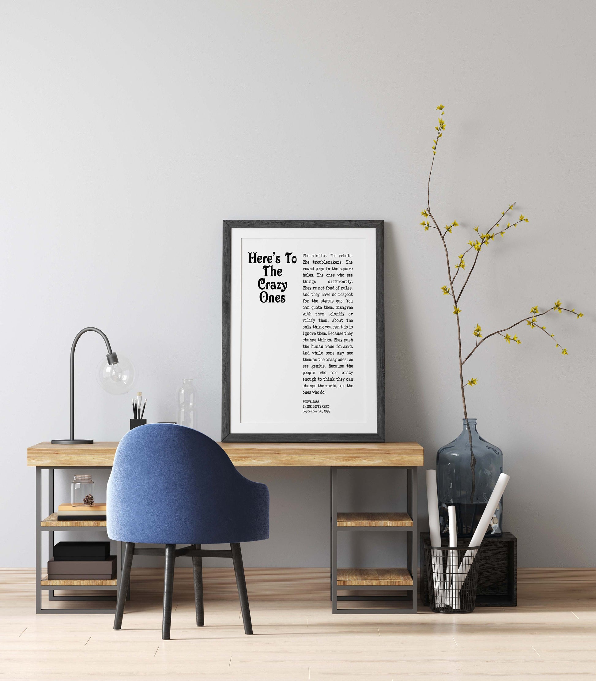 Crazy Ones Steve Jobs Quote Print, Here's to the crazy ones