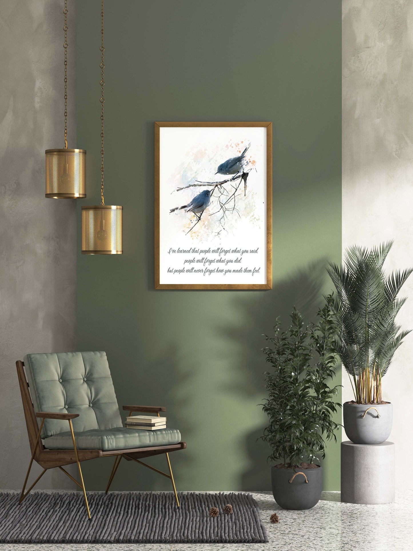 Maya Angelou Quote Print – How You Made Them Feel – Literary Bird Wall Art, Framed or Unframed