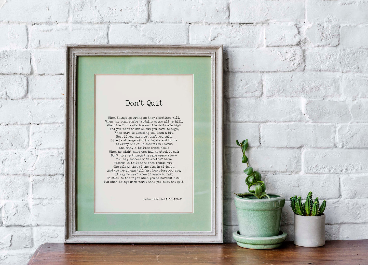Don’t Quit Poem Print by John Greenleaf Whittier