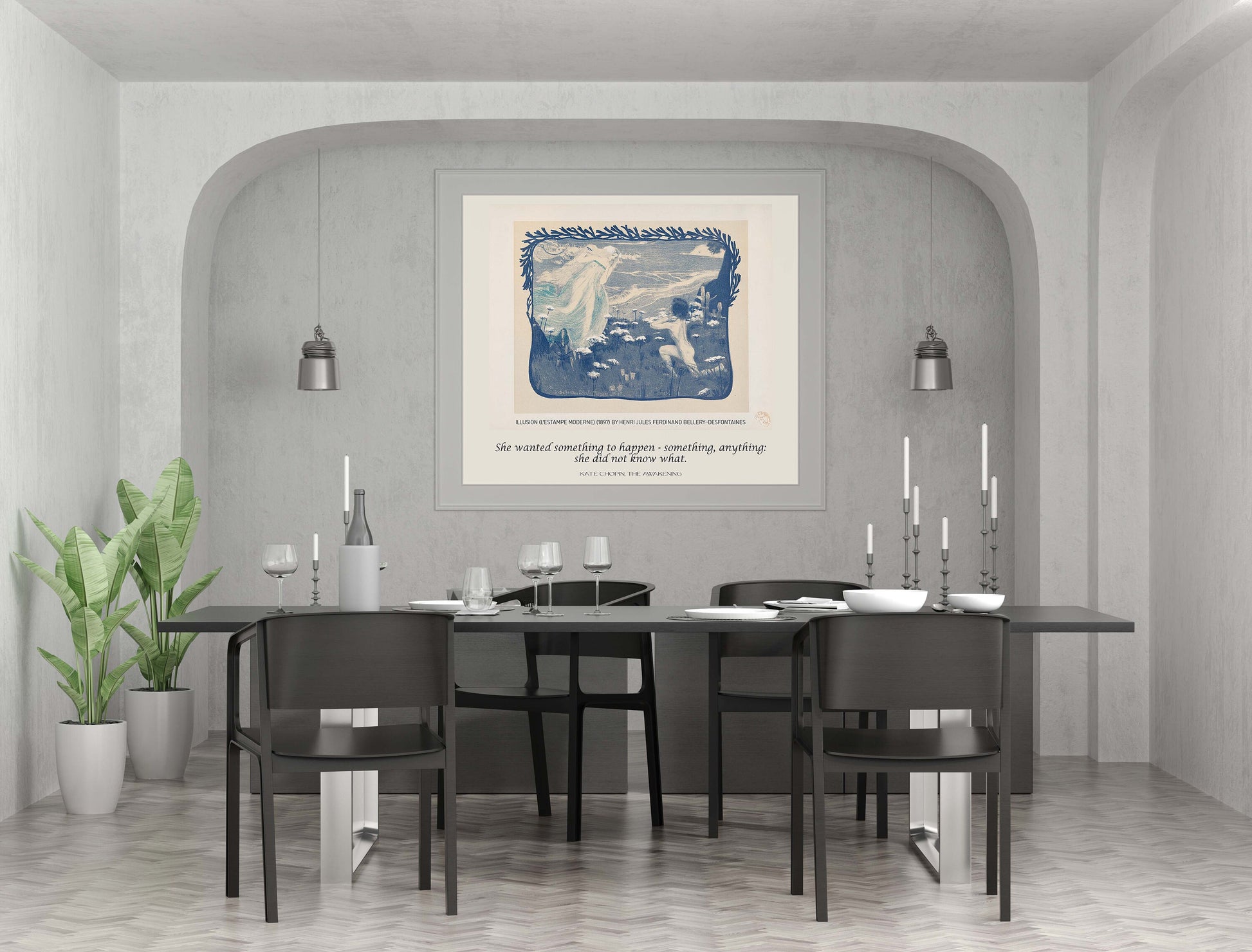 Kate Chopin Literary Art Print, The Awakening Quote with Desfontaines Drawing