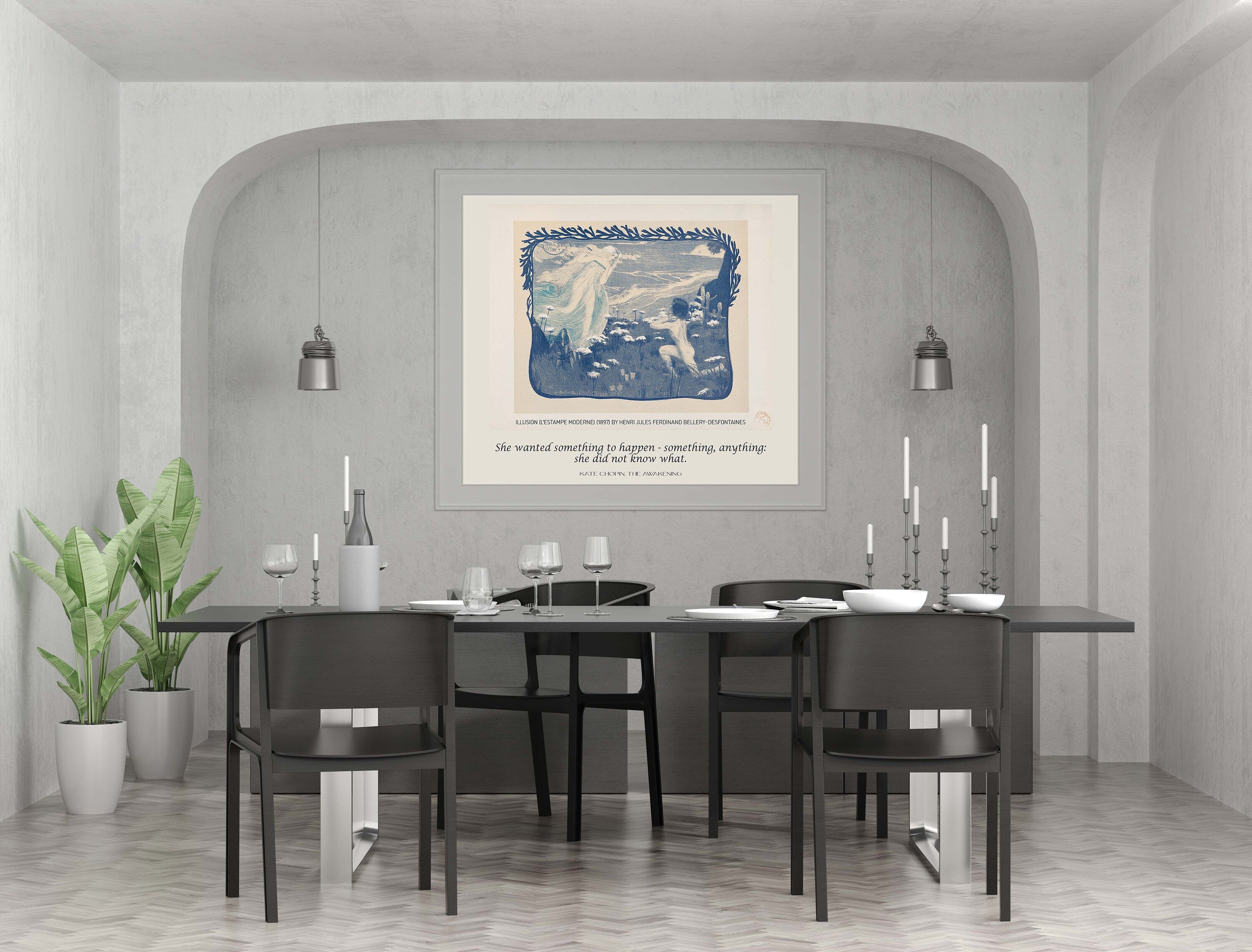Kate Chopin Literary Art Print, The Awakening Quote with Desfontaines Drawing