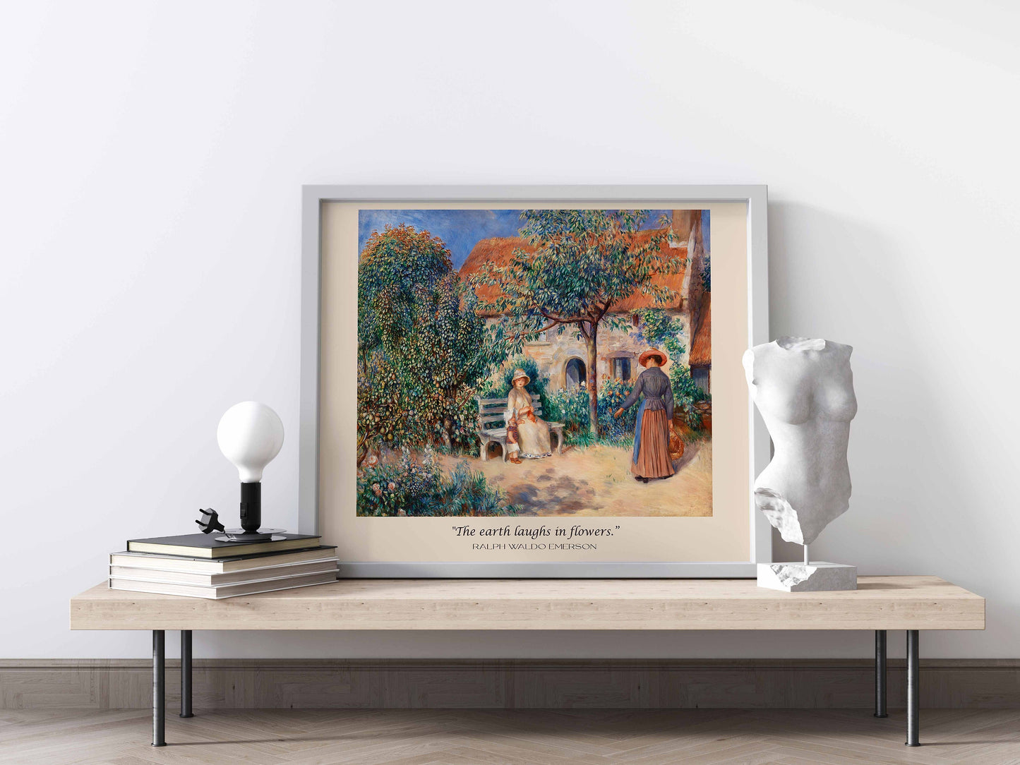 Ralph Waldo Emerson Quote Art Print, The Earth Laughs in Flowers