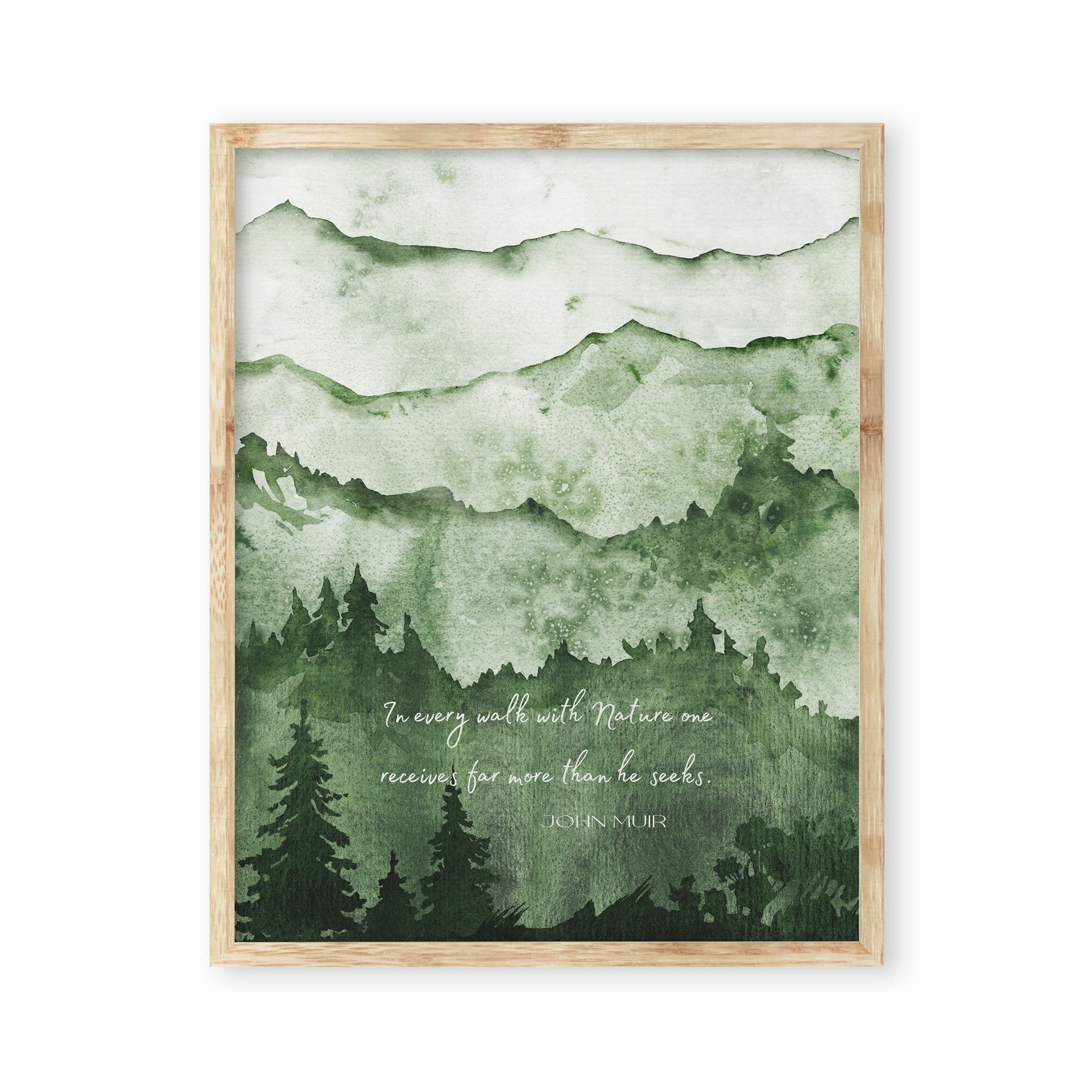John Muir Print for Country Decor, In Every Walk With Nature Quote Wall Art Prints