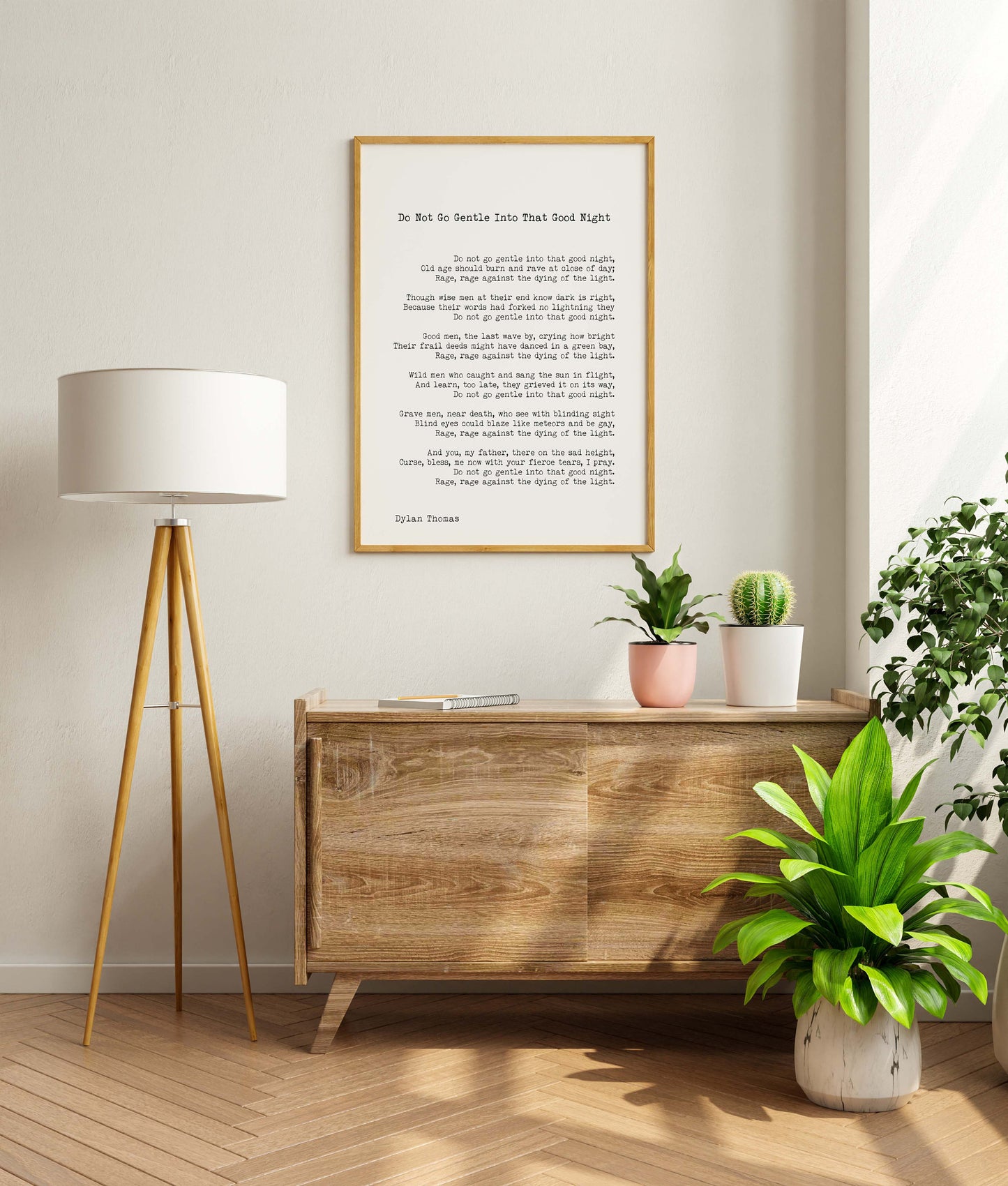 Large Dylan Thomas Do Not Go Gentle Into That Good Night Poem Print, Minimalist Literary Wall Art