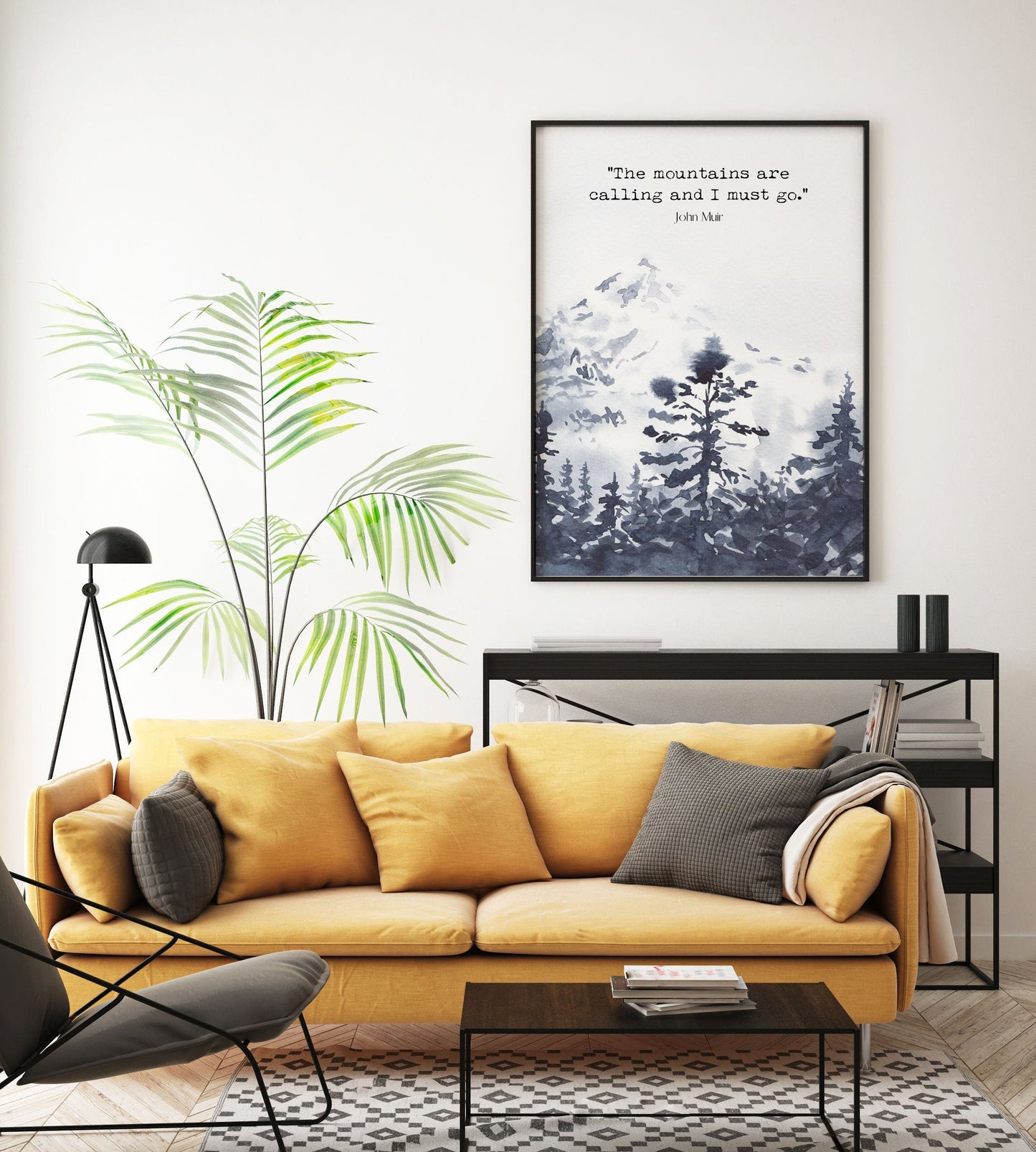 John Muir Print The Mountains Are Calling Country Decor, Nature Quote Wall Art Prints for Living Room