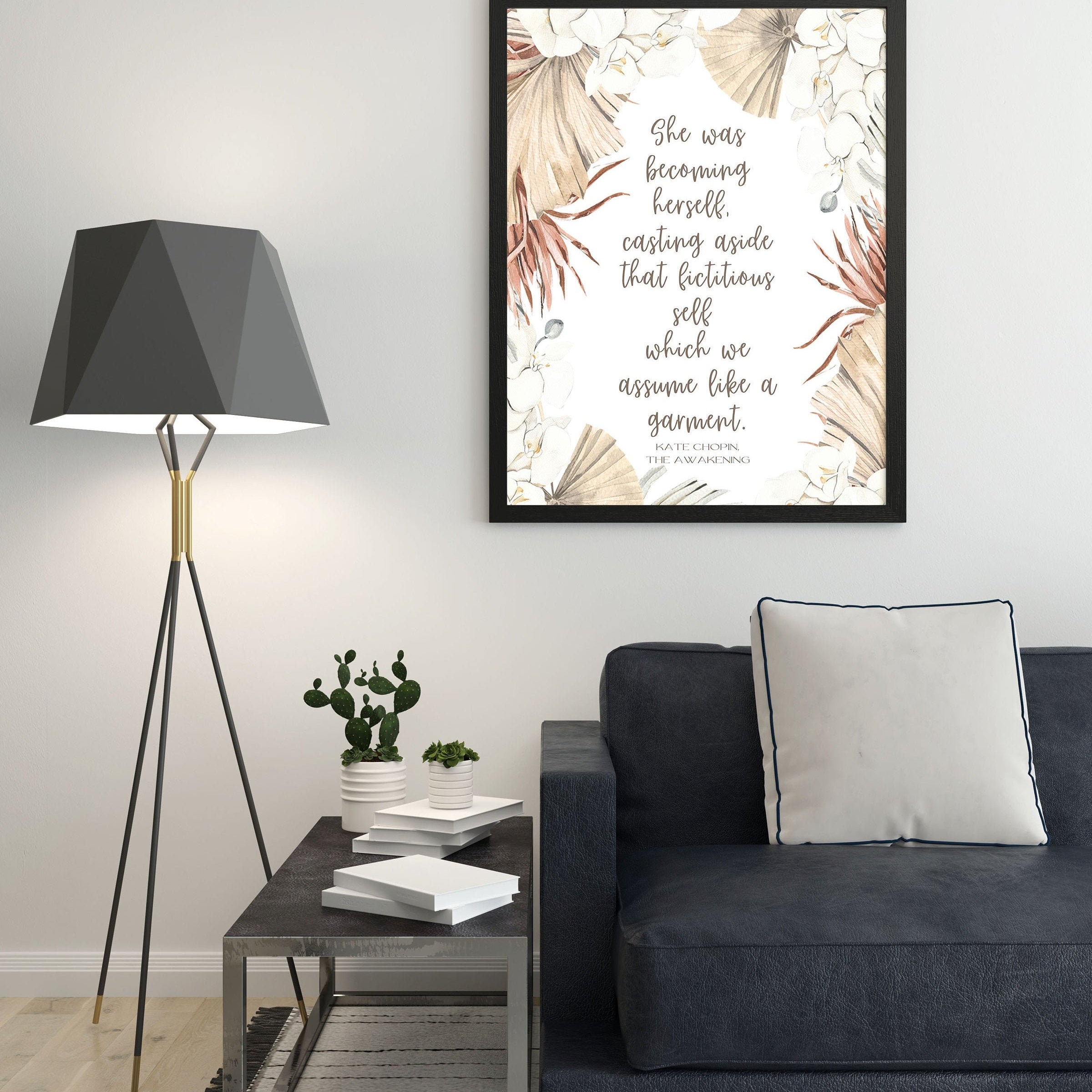 She Was Becoming Herself The Awakening Quote Inspirational Print Gift, Kate Chopin Unframed Feminist Typography Print in Neutral Colors