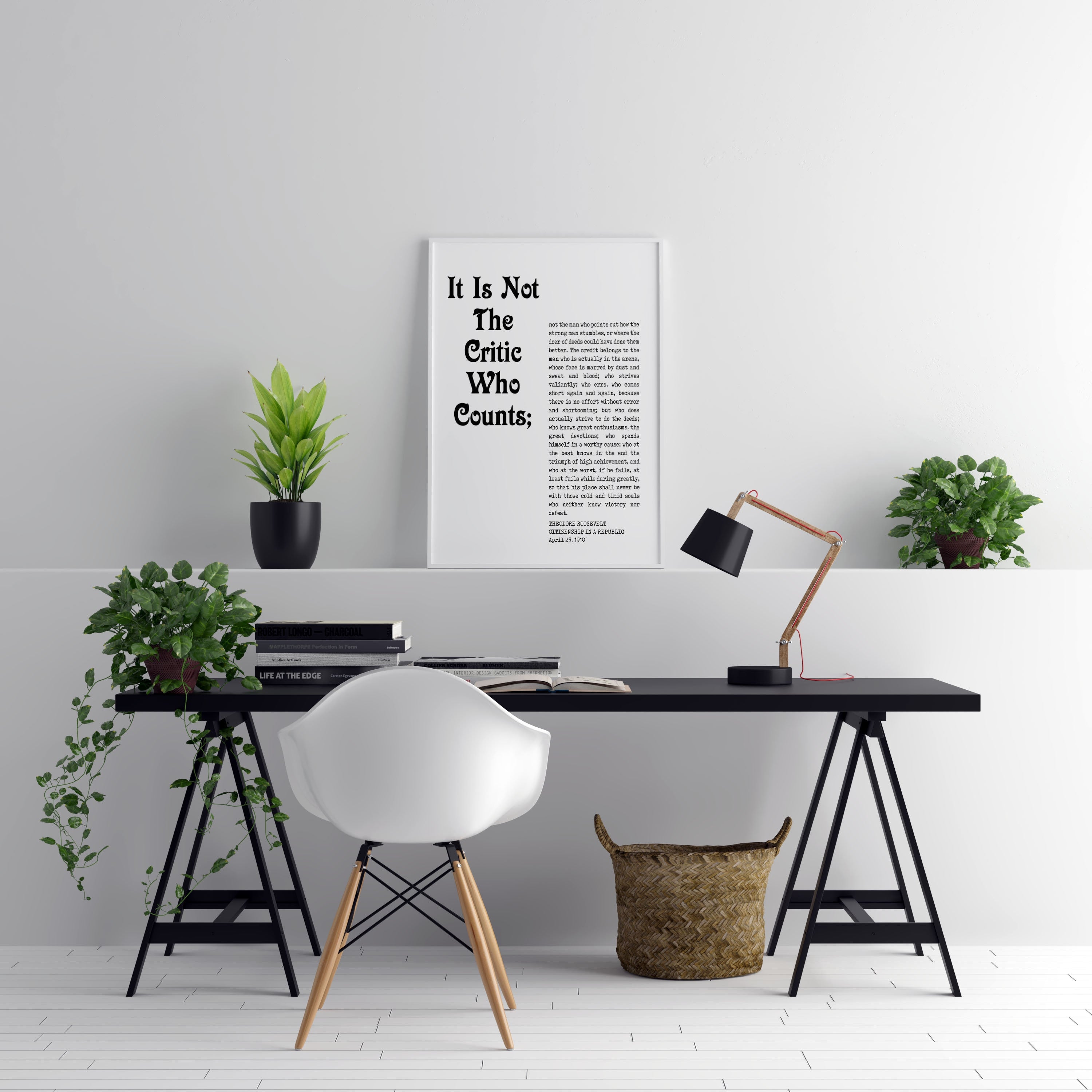 Theodore Roosevelt Quote Print – Man in the Arena Wall Art, Literary Poster