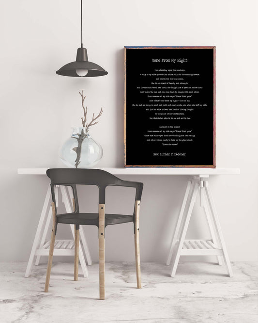 Gone From My Sight Poem Print – Rev. Luther F. Beecher Memorial Wall Art, Grief Comfort Gift