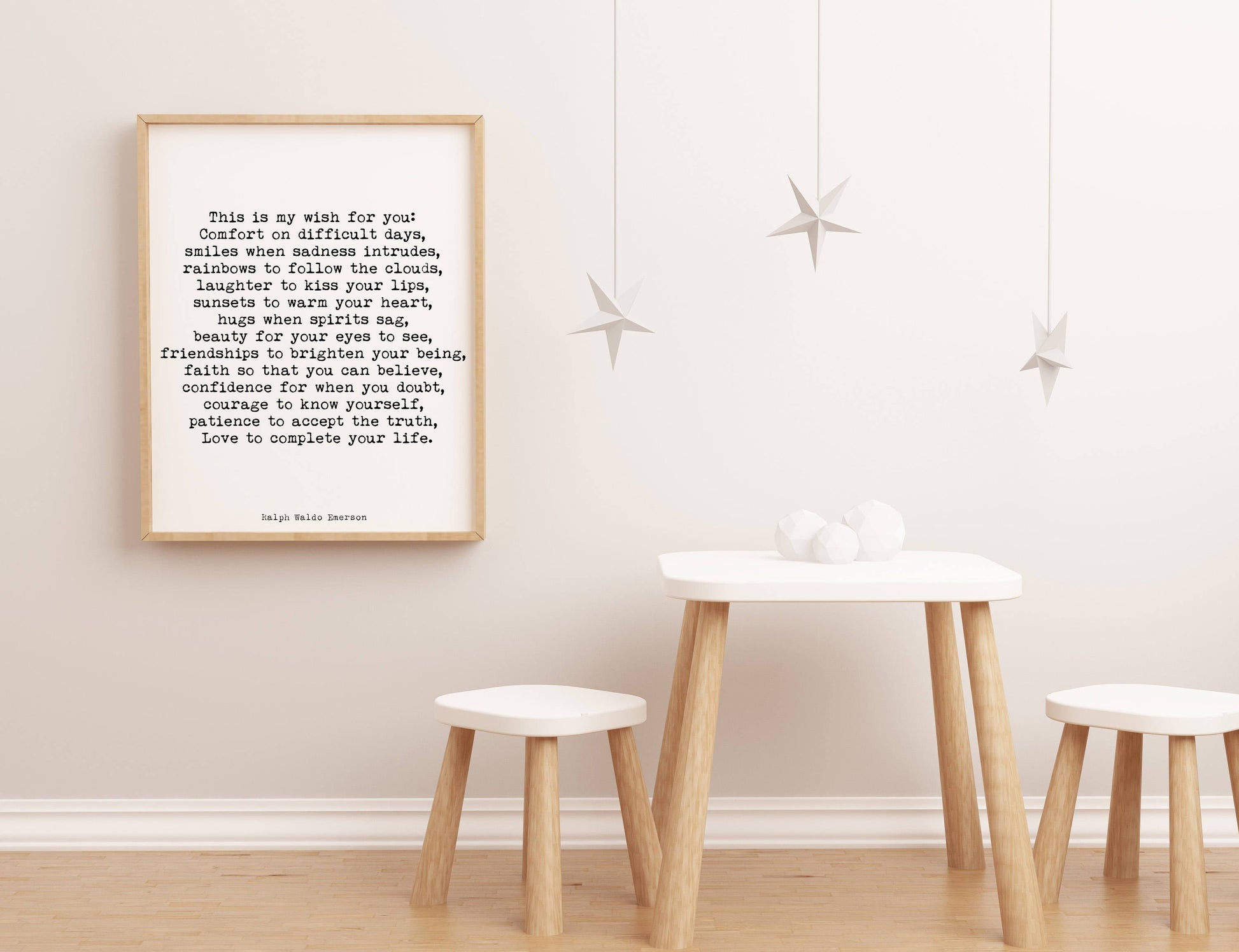 Ralph Waldo Emerson Quote Print My Wish For You Motivational Wallart Framed or Unframed
