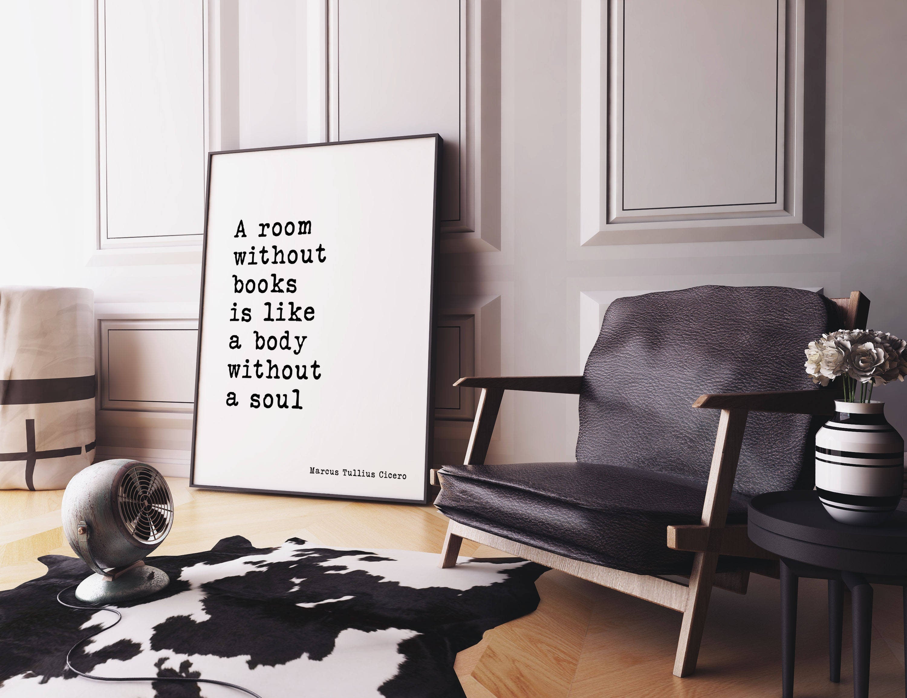 Cicero Quote Print – Book Lover Wall Art in Typewriter Font, Framed