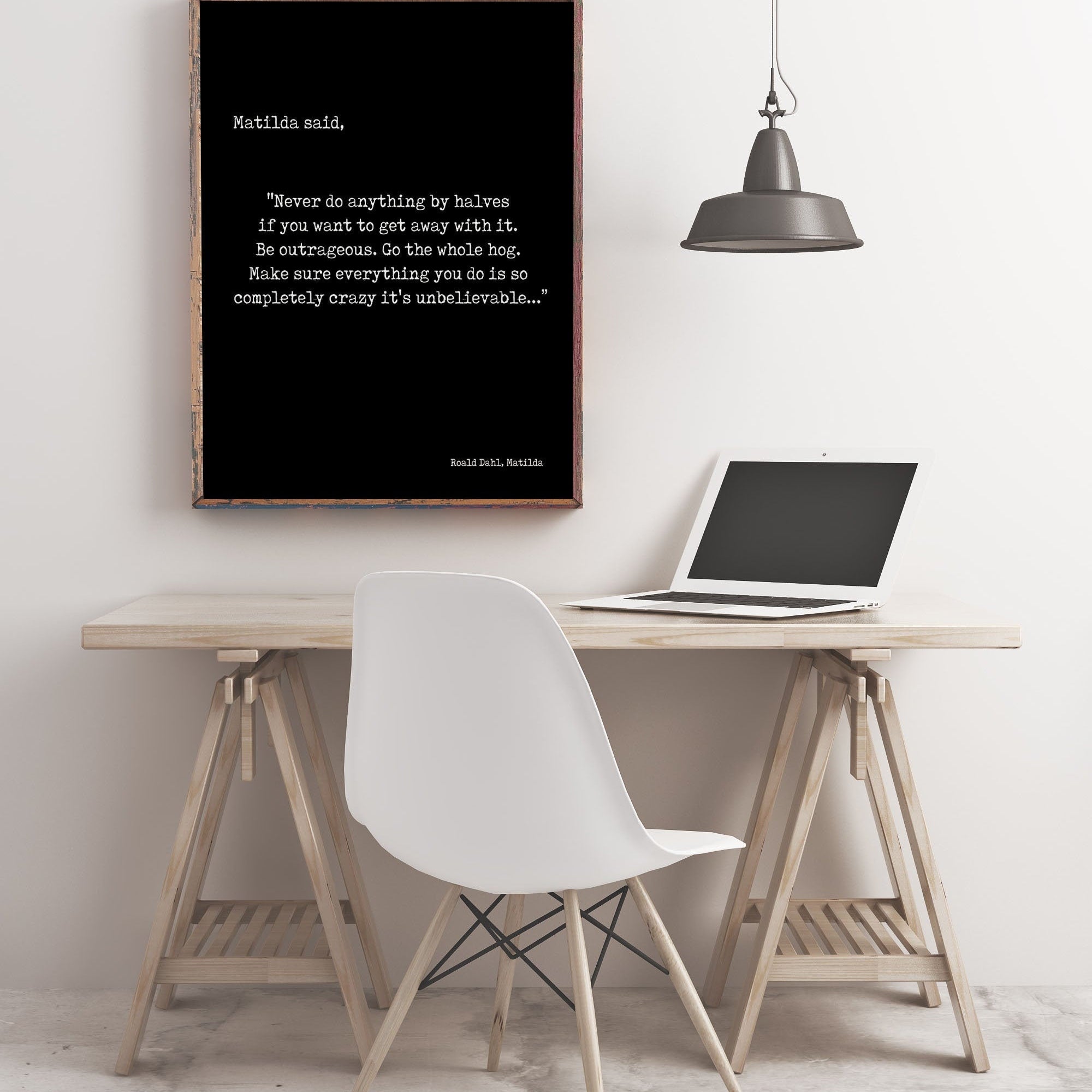 Roald Dahl Matilda Quote Art Print – Minimalist Black & White Bookish Decor
