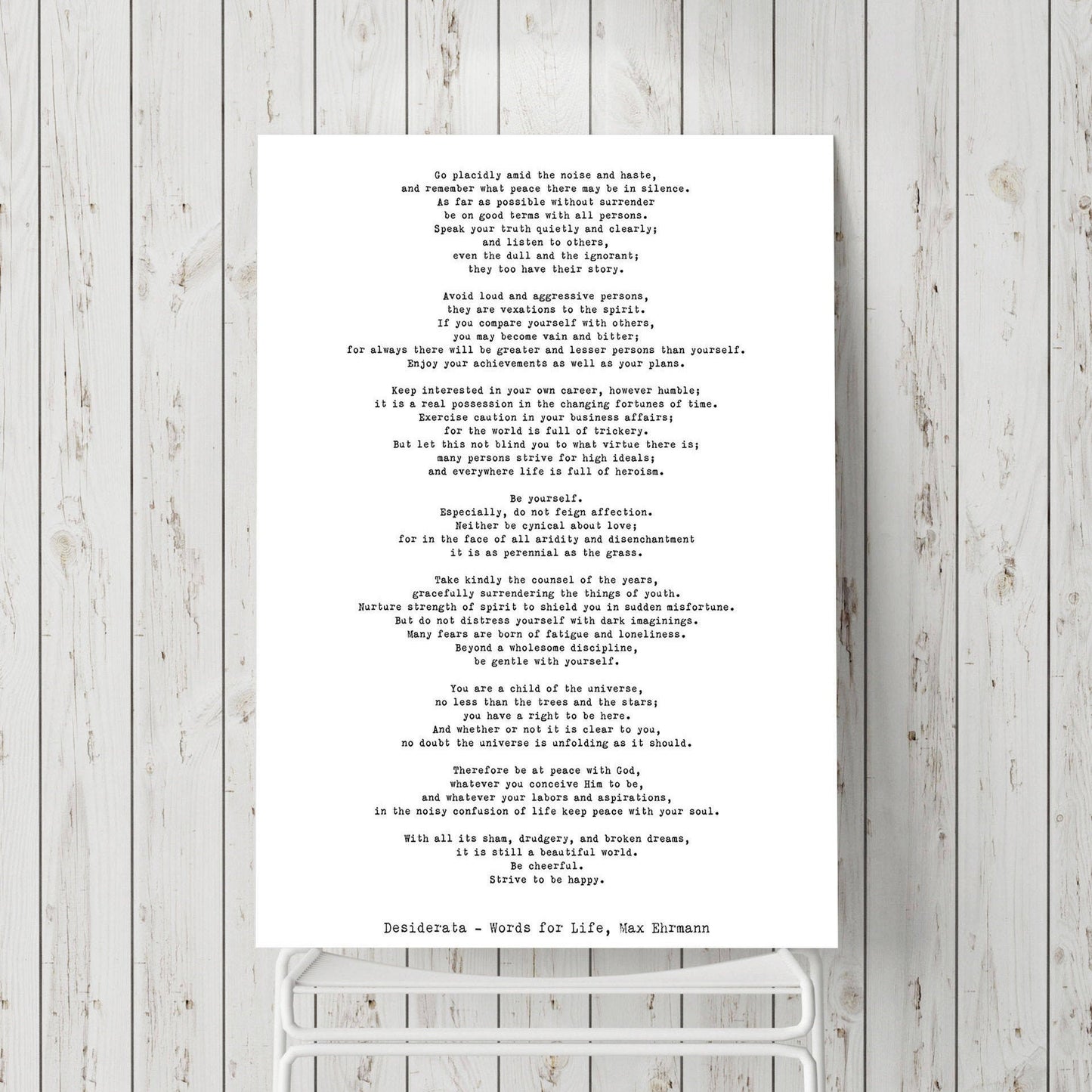 Desiderata Poem Print by Max Ehrmann, Minimalist Literary Wall Art