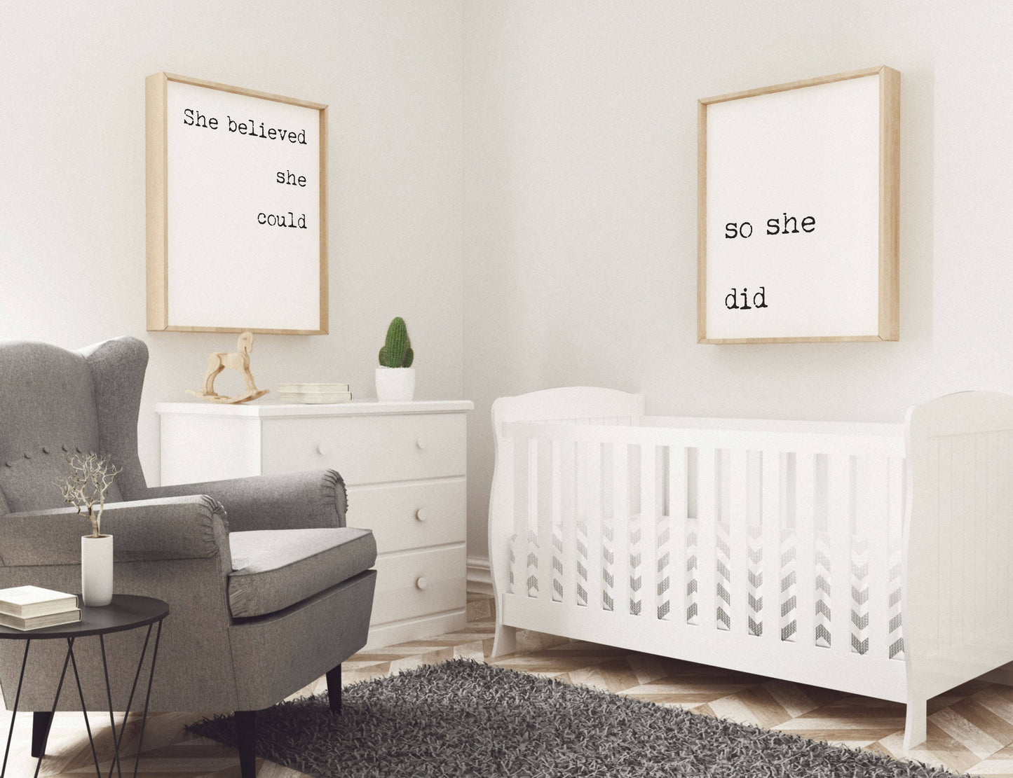 She Believed She Could So She Did Split Quote Prints Set Framed or Unframed