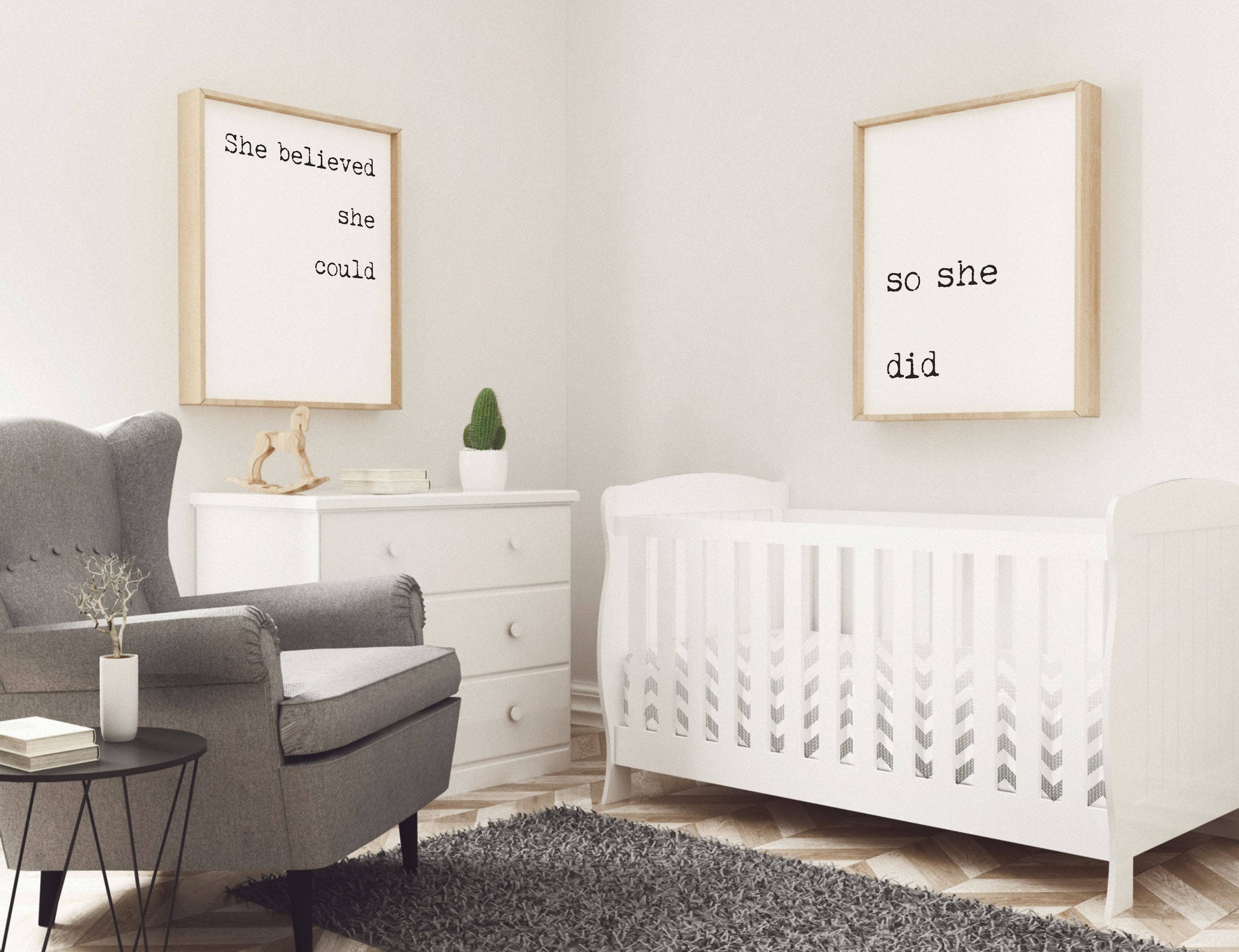 She Believed She Could So She Did Split Quote Prints Set Framed or Unframed