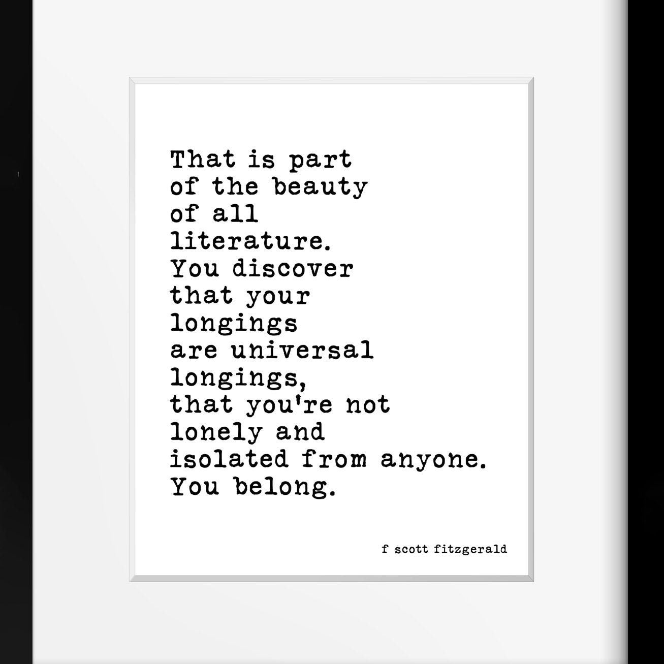 Literature Quote Print, F. Scott Fitzgerald Literary Wall Art