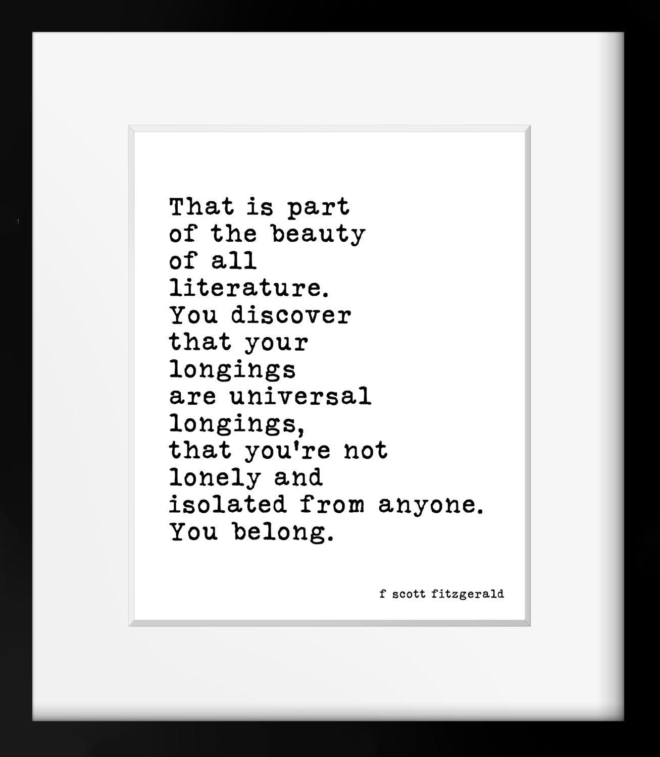 Literature Quote Print, F. Scott Fitzgerald Literary Wall Art