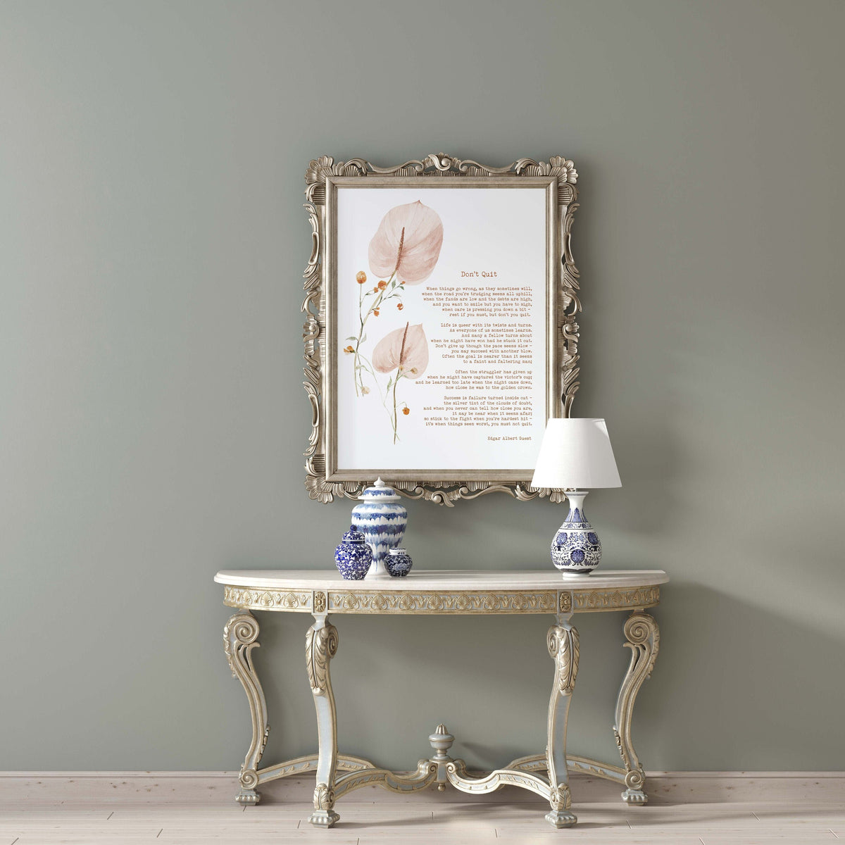 Don’t Quit Poetry Wall Decor, Edgar Albert Guest Encouragement Art