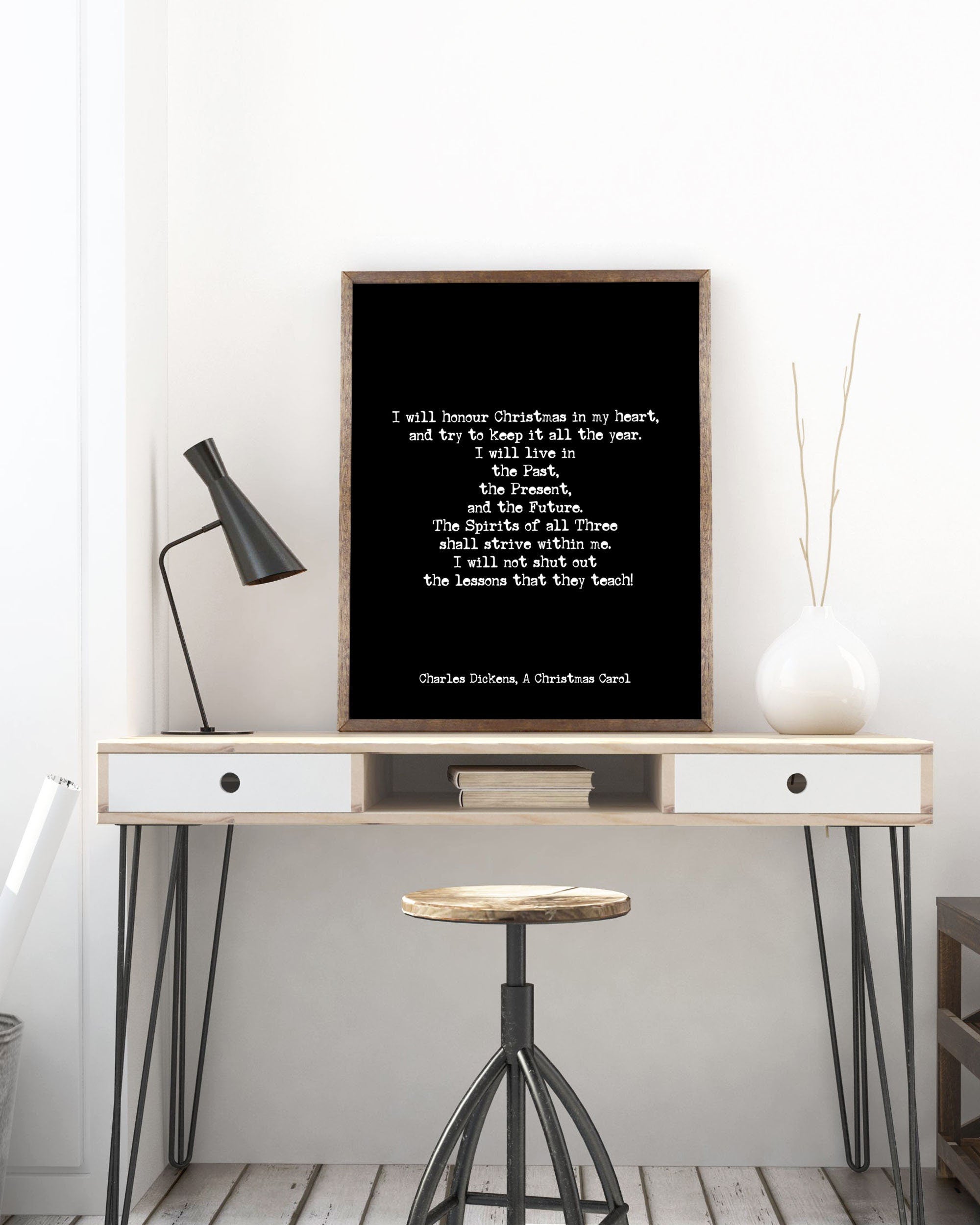 A Christmas Carol Wall Art Quote Print, Charles Dickens Black And White Print