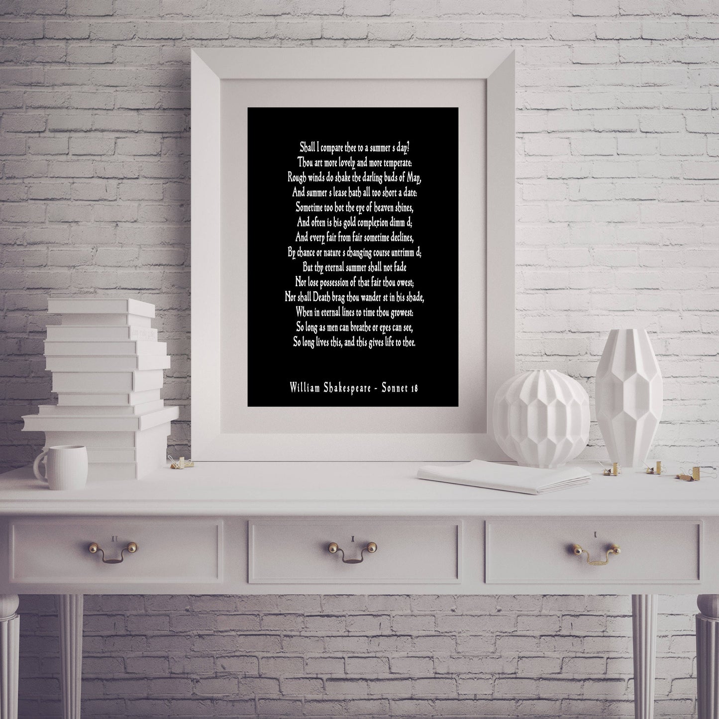 Shall I Compare Thee Shakespeare Print Love Poem, Sonnet 18 Gallery Wall Idea