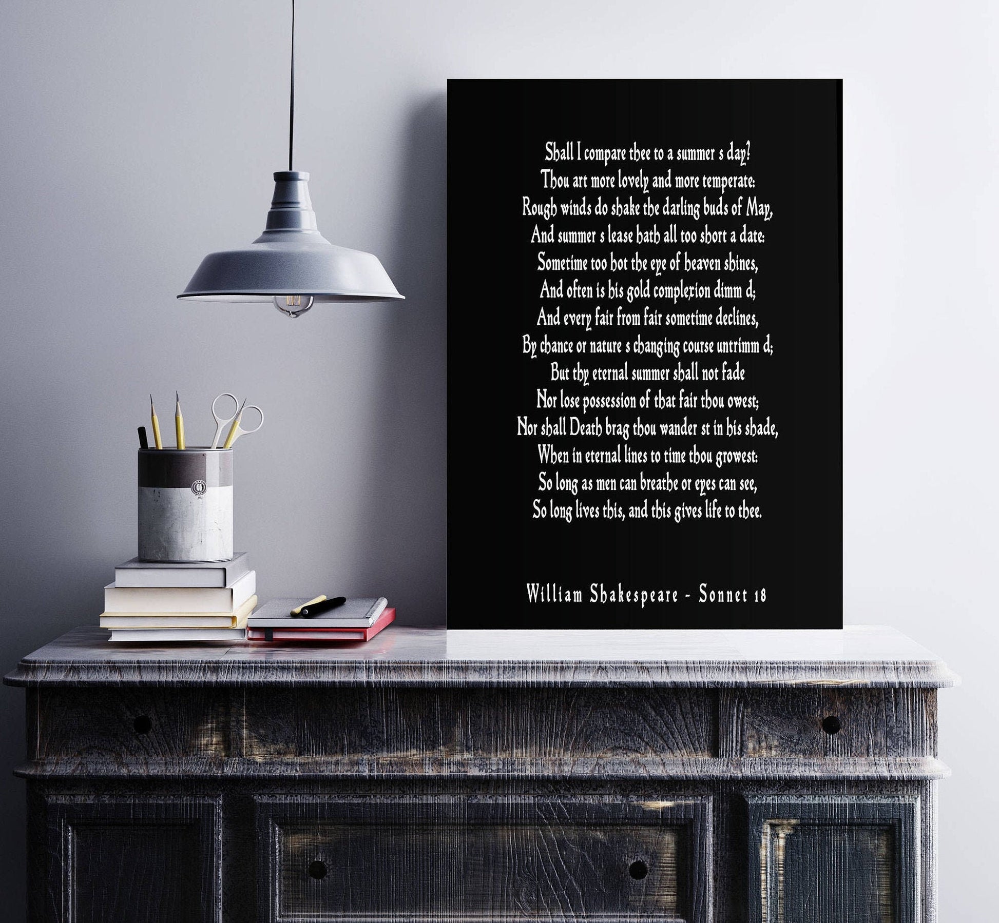 Shall I Compare Thee Shakespeare Print Love Poem, Sonnet 18 Gallery Wall Idea
