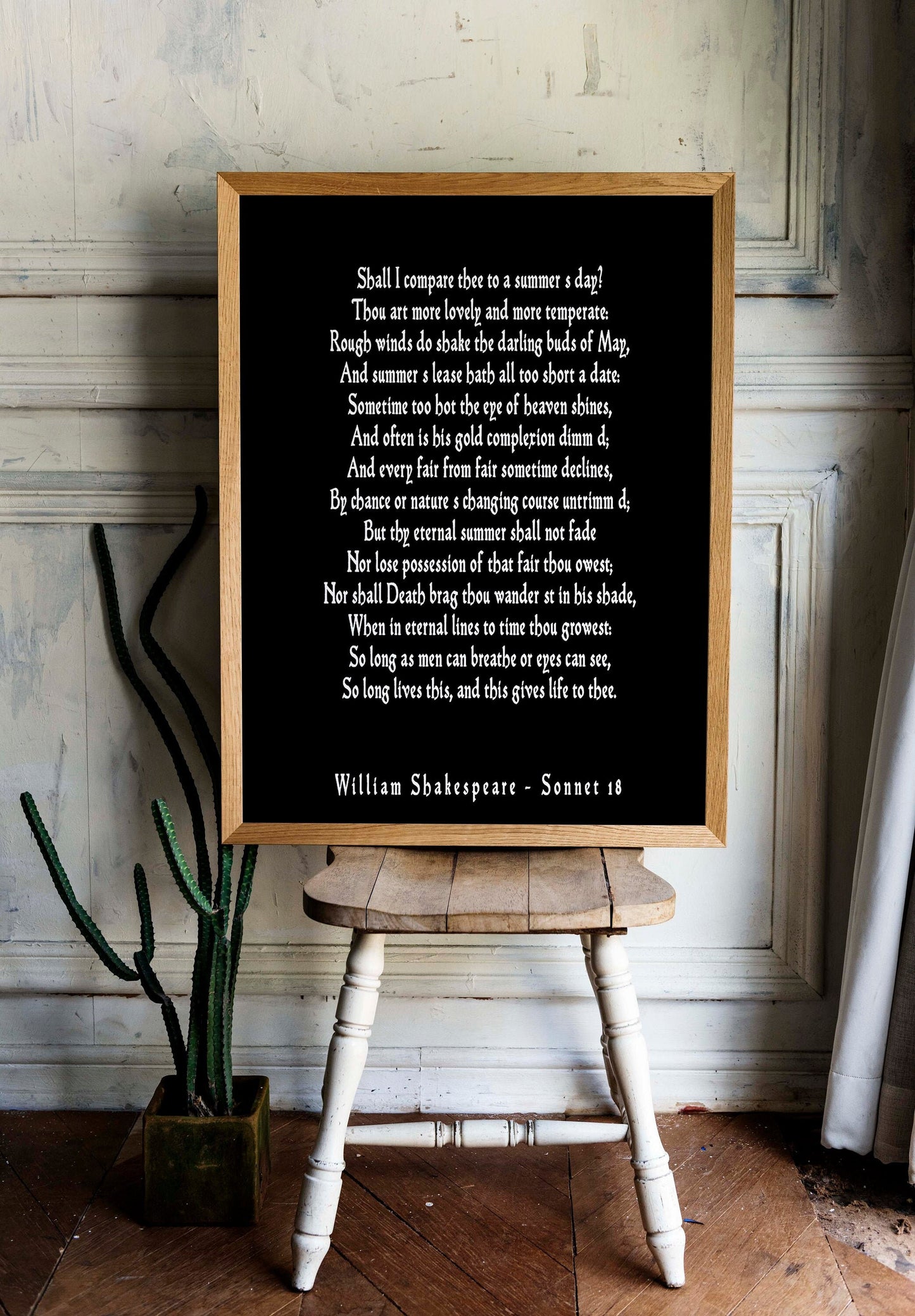 Shall I Compare Thee Shakespeare Print Love Poem, Sonnet 18 Gallery Wall Idea