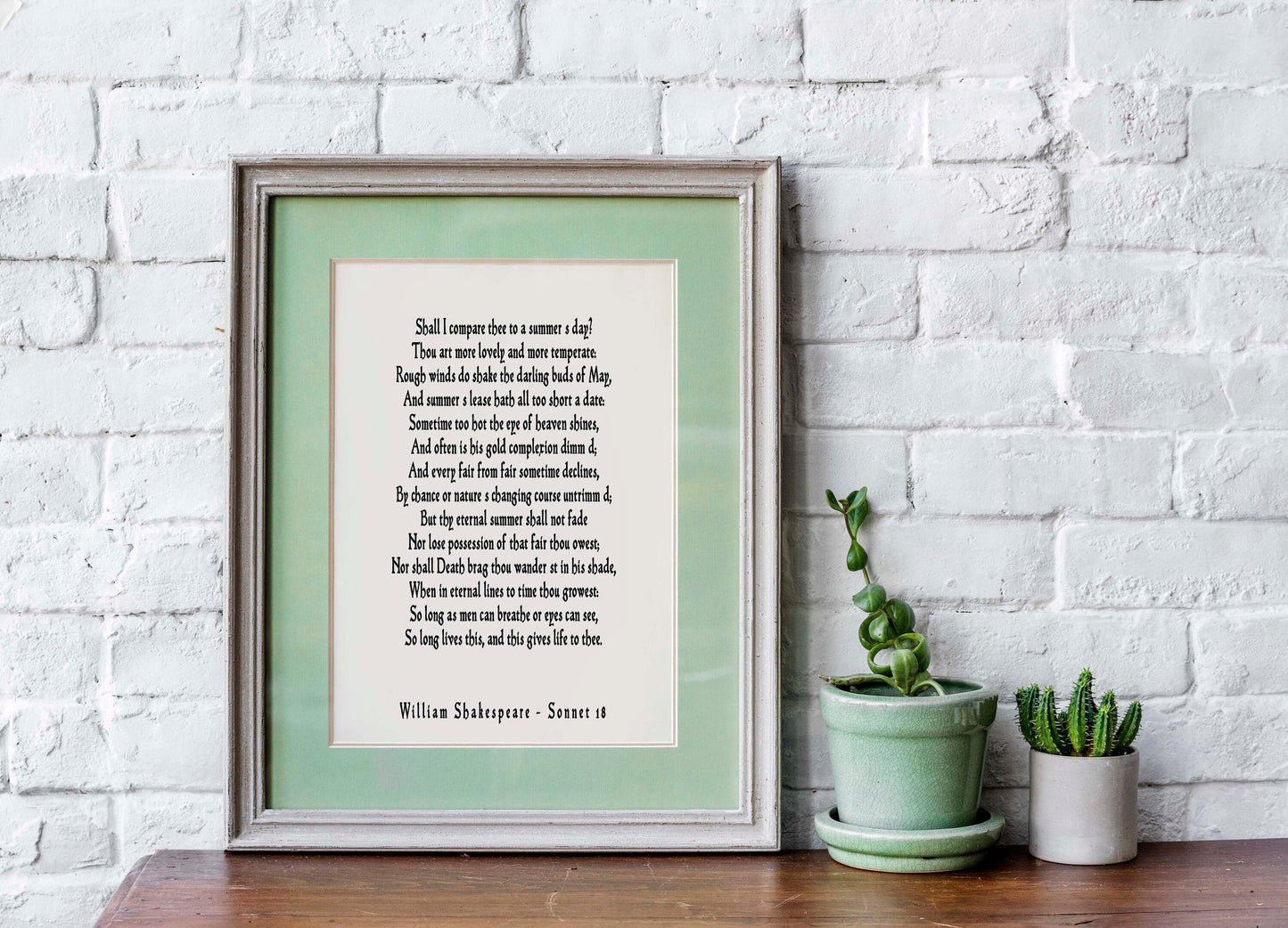Shall I Compare Thee Shakespeare Print Love Poem, Sonnet 18 Gallery Wall Idea