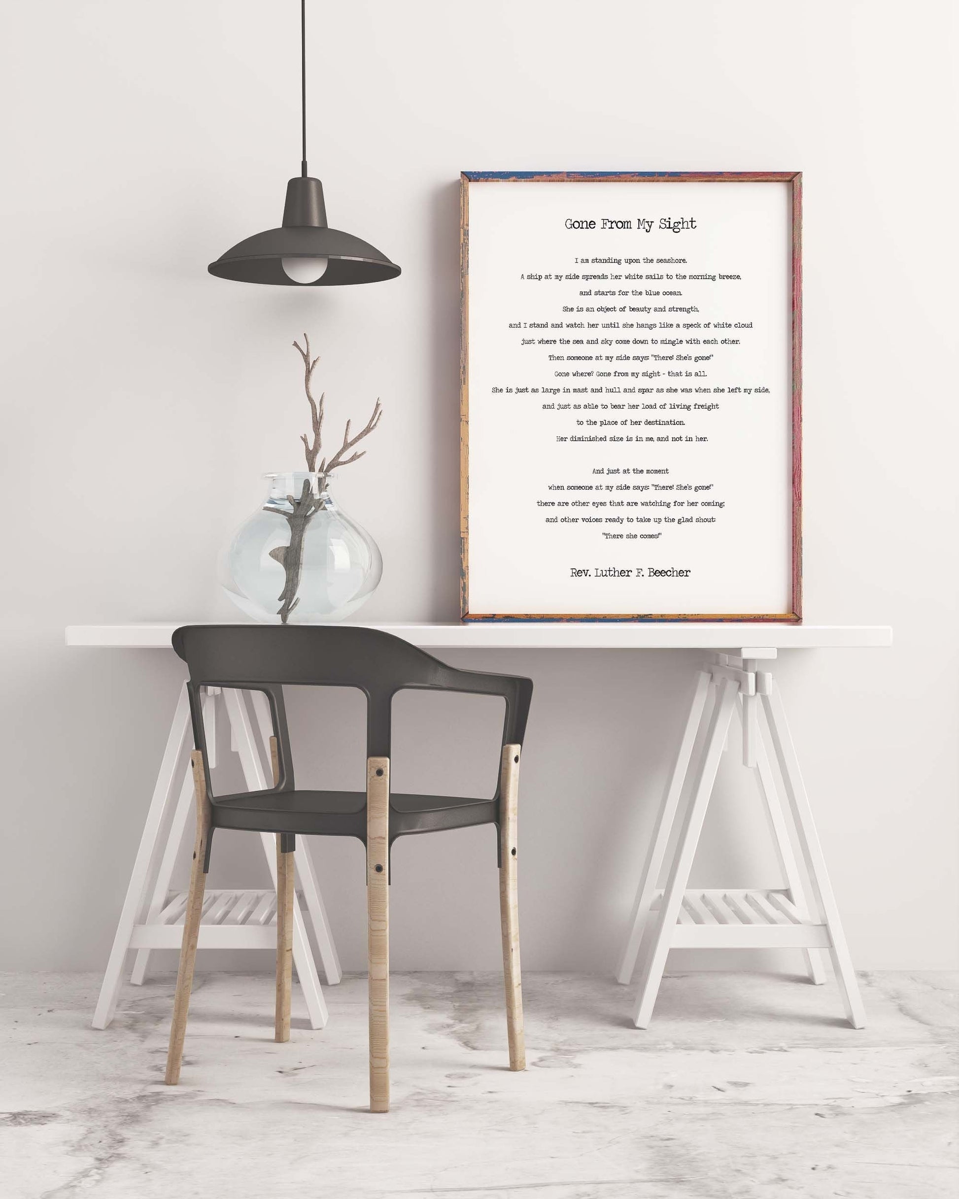 Gone From My Sight Poem Print – Rev. Luther F. Beecher Memorial Wall Art, Grief Comfort Gift