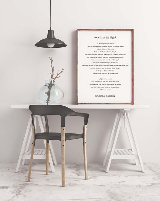 Gone From My Sight Poem Print – Rev. Luther F. Beecher Memorial Wall Art, Grief Comfort Gift