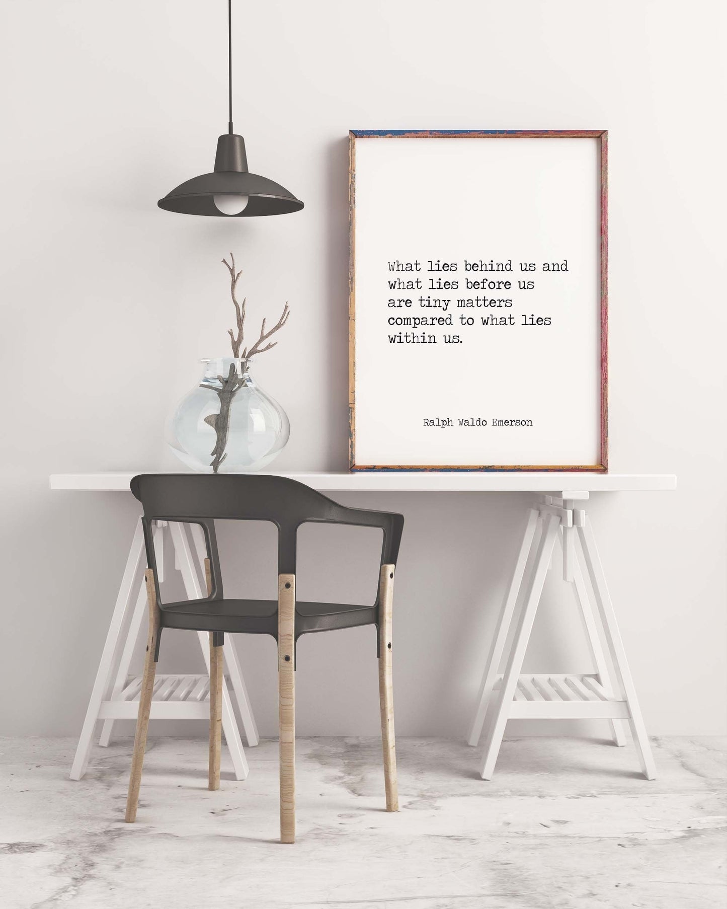 Ralph Waldo Emerson Quote Print, "What Lies Within Us" - Black & White Unframed or Framed