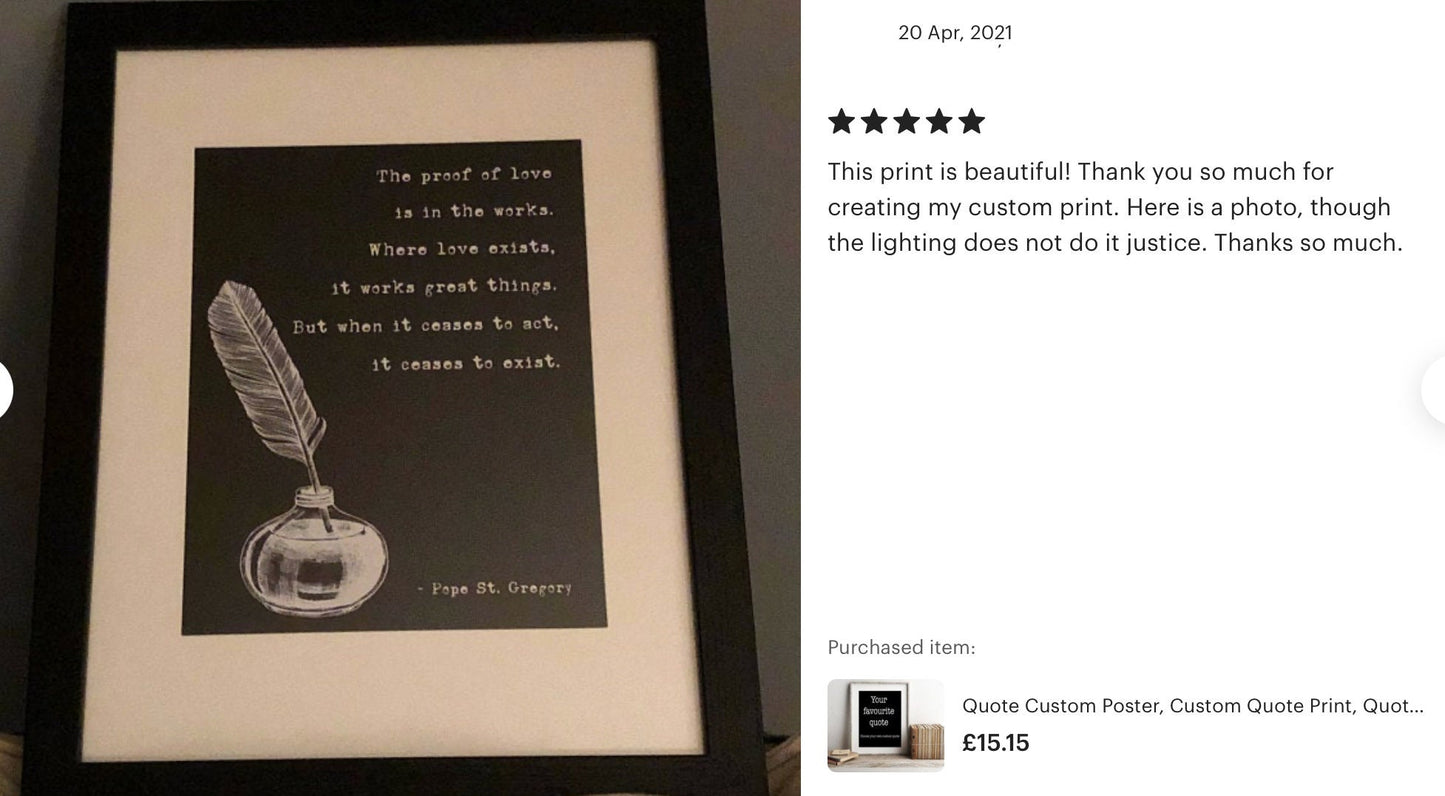Custom Quote Print – Personalised Poem, Verse or Saying