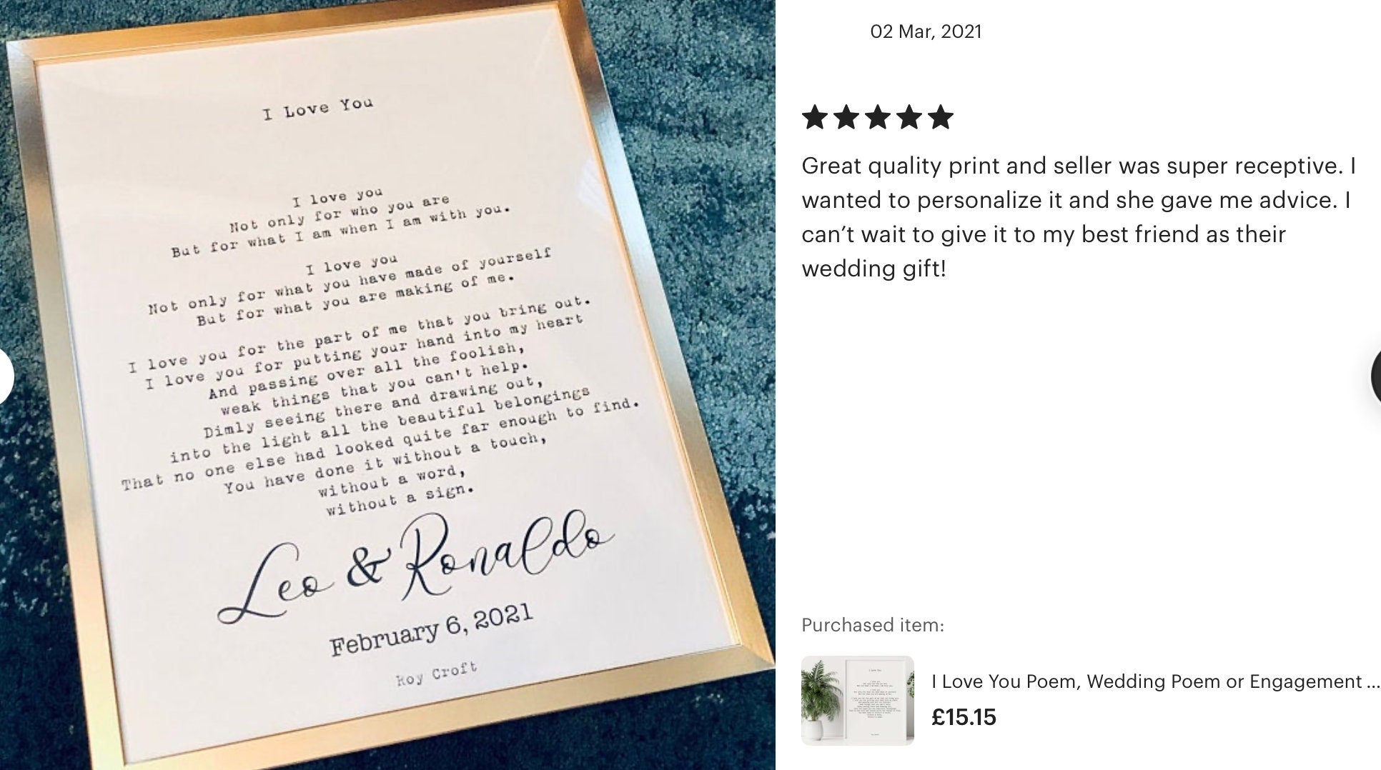 Custom Quote Print – Personalised Poem, Verse or Saying