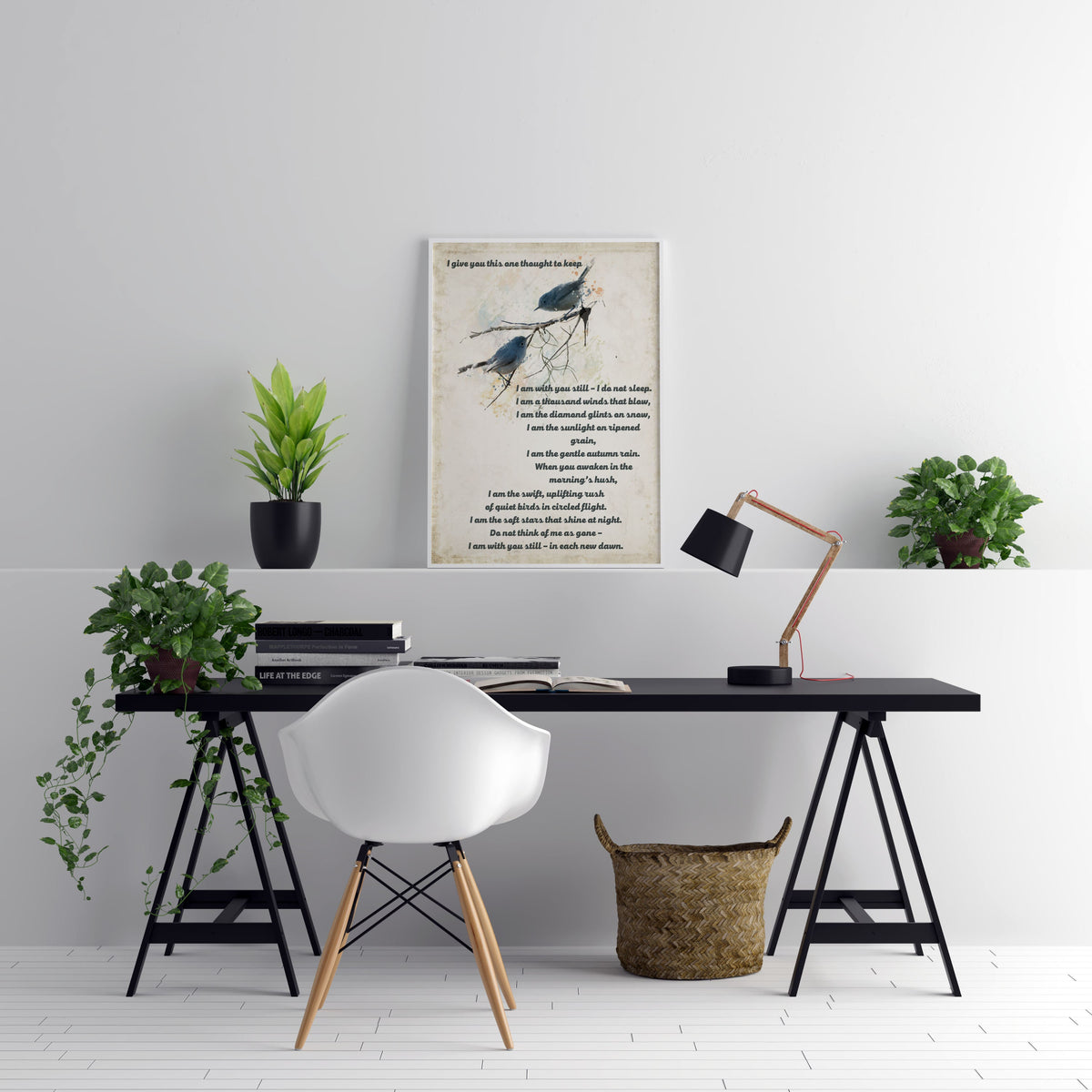 I Give You This One Thought To Keep Native American Prayer Quote Print With Watercolor Birds, Inspirational Gift Wall Art Print