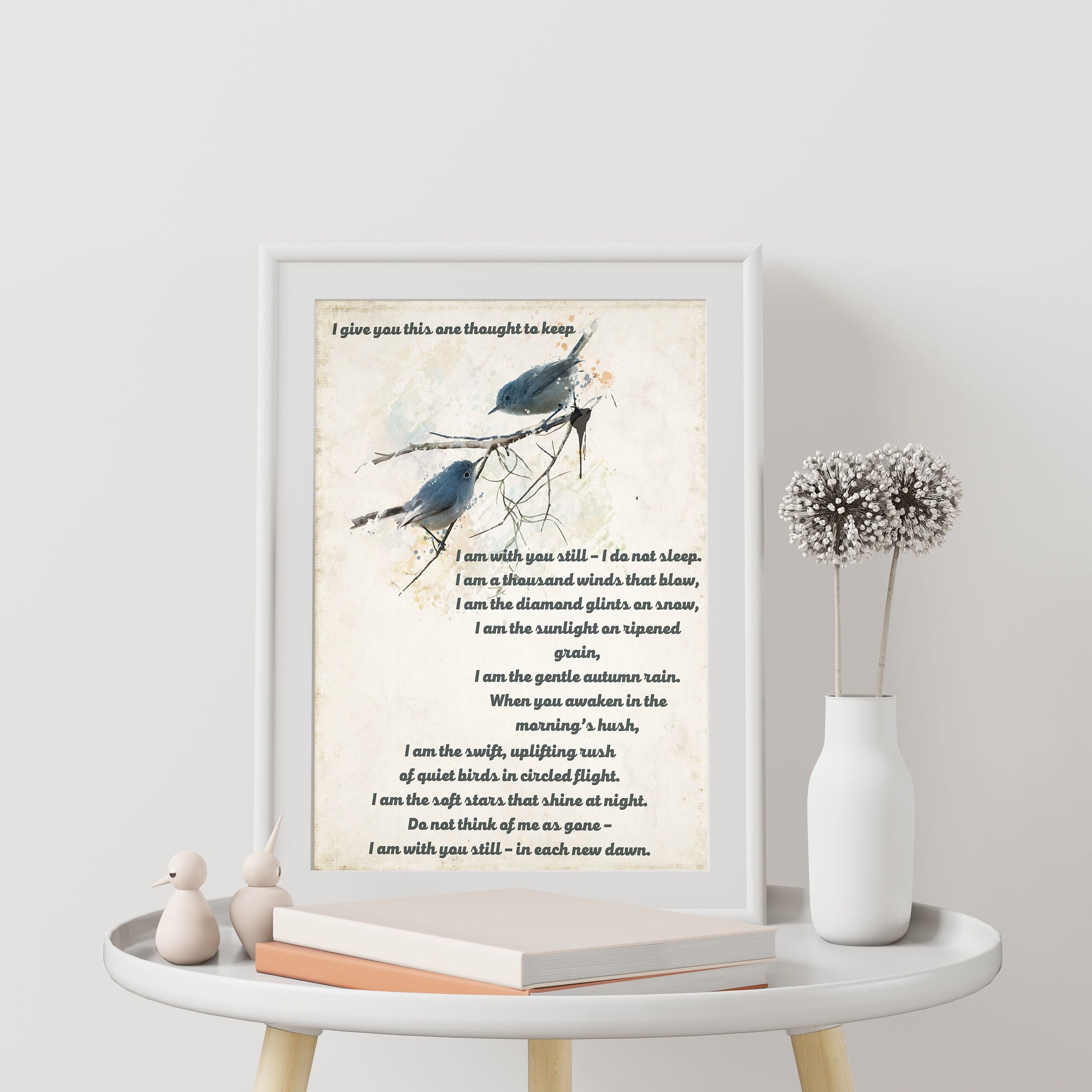 Native American Prayer, I Give You This One Thought To Keep Quote Print With Watercolor Birds