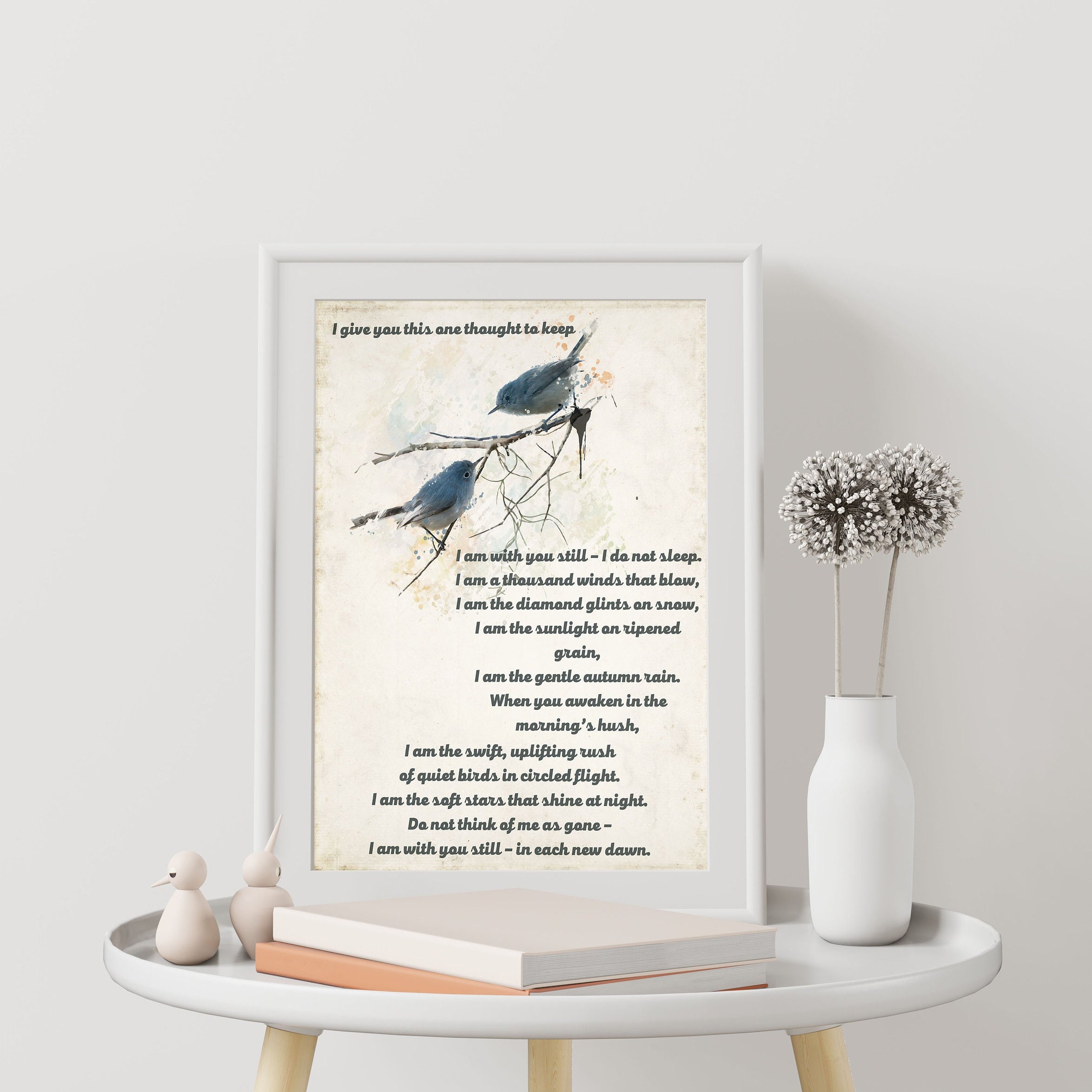 I Give You This One Thought To Keep Native American Prayer Quote Print With Watercolor Birds, Inspirational Gift Wall Art Print