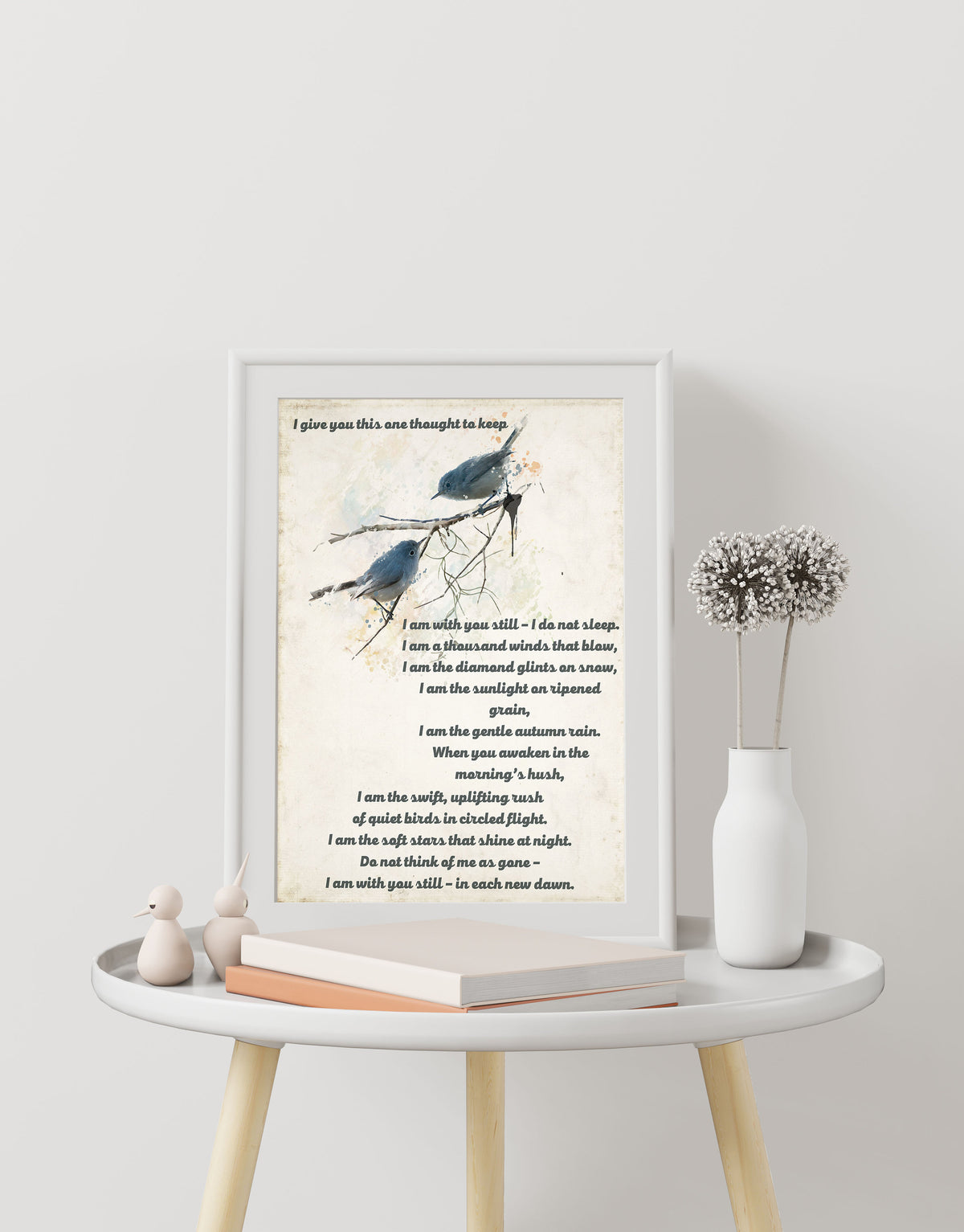 I Give You This One Thought To Keep Native American Prayer Quote Print With Watercolor Birds, Inspirational Gift Wall Art Print
