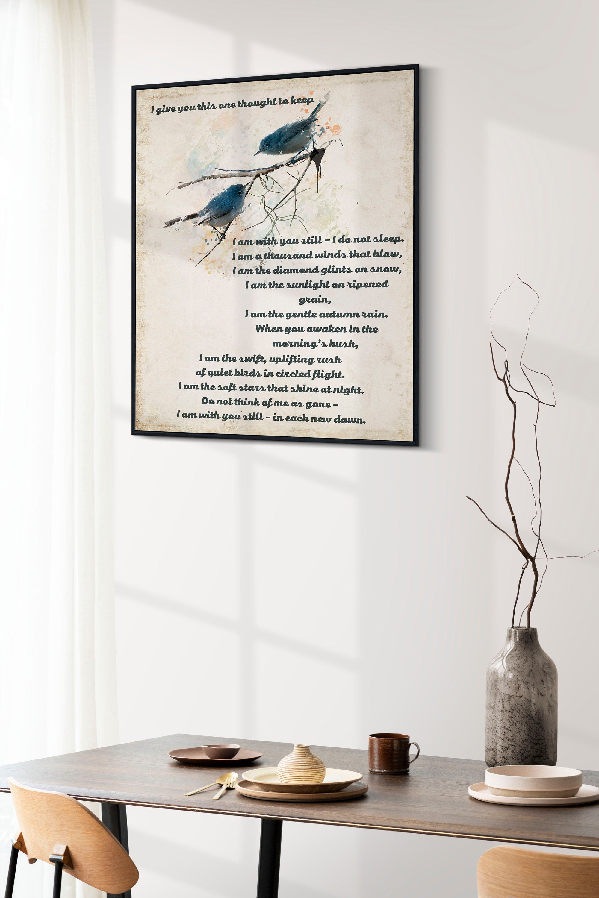 Native American Prayer, I Give You This One Thought To Keep Quote Print With Watercolor Birds
