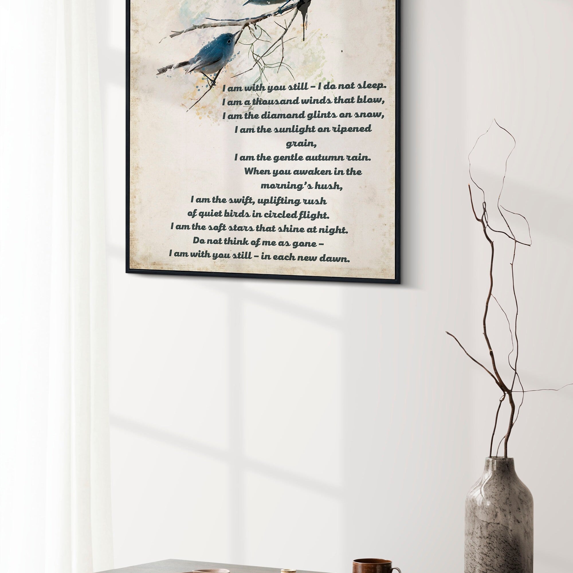 I Give You This One Thought To Keep Native American Prayer Quote Print With Watercolor Birds, Inspirational Gift Wall Art Print