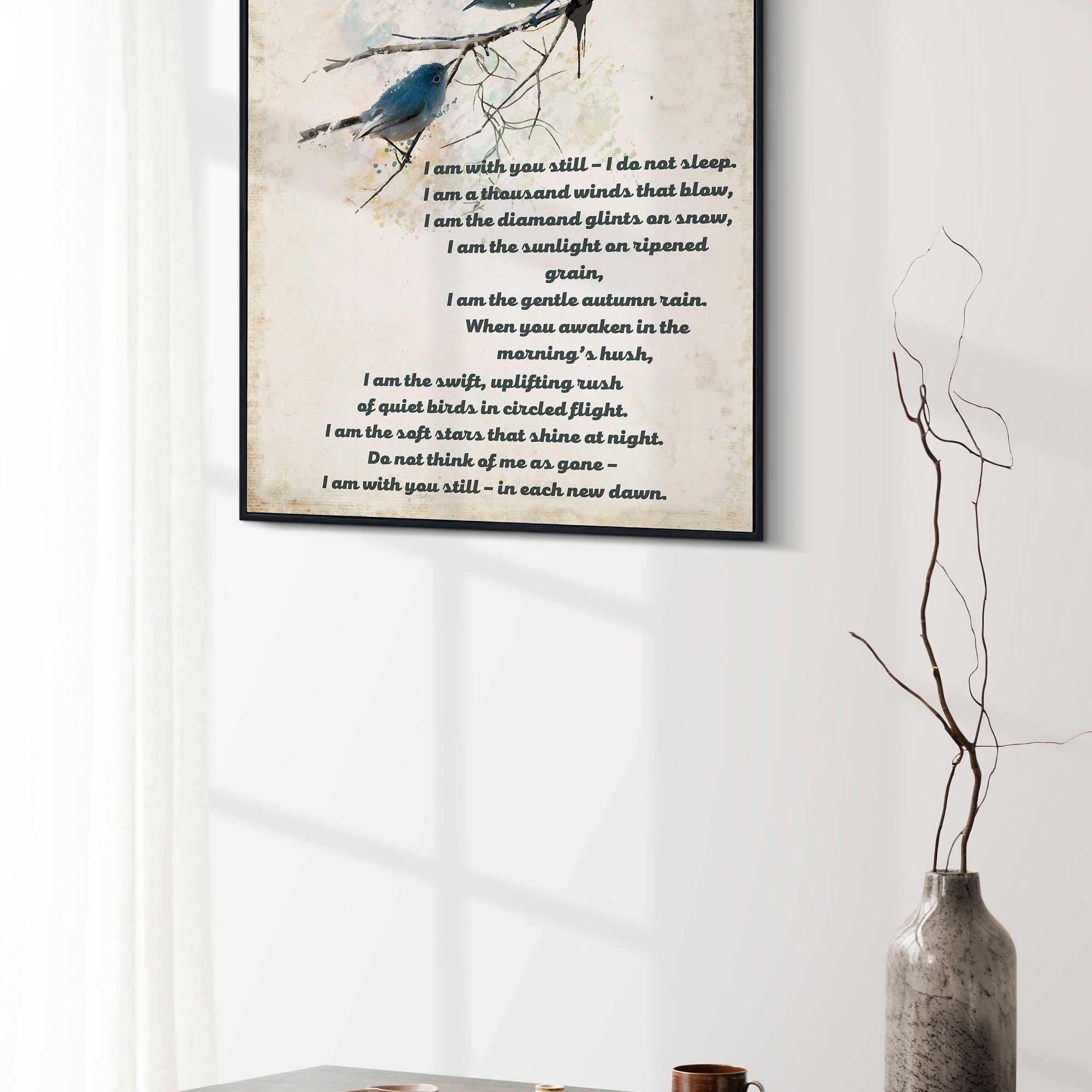 I Give You This One Thought To Keep Native American Prayer Quote Print With Watercolor Birds, Inspirational Gift Wall Art Print