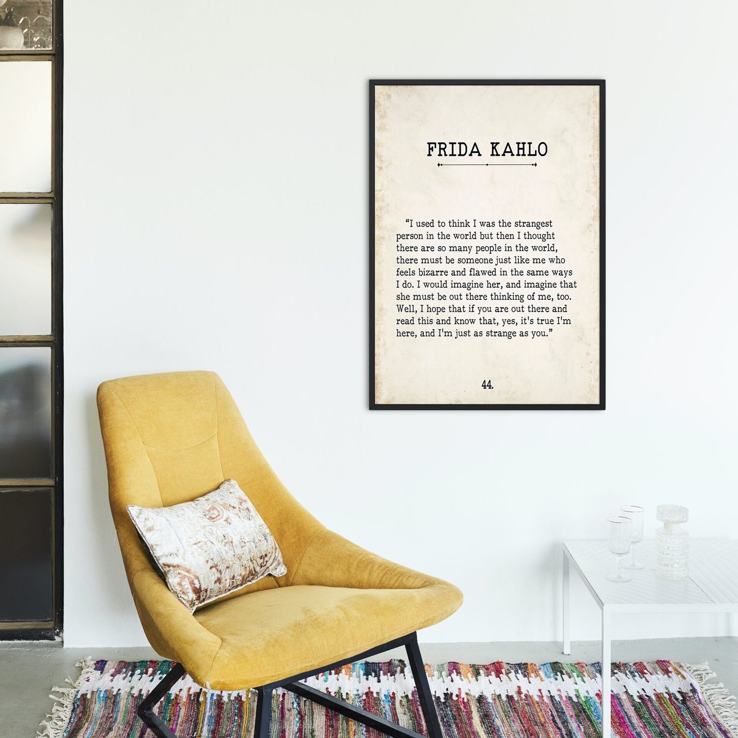 Frida Kahlo Book Page Inspirational Wall Art, I Used To Think I Was The Strangest Person In The World