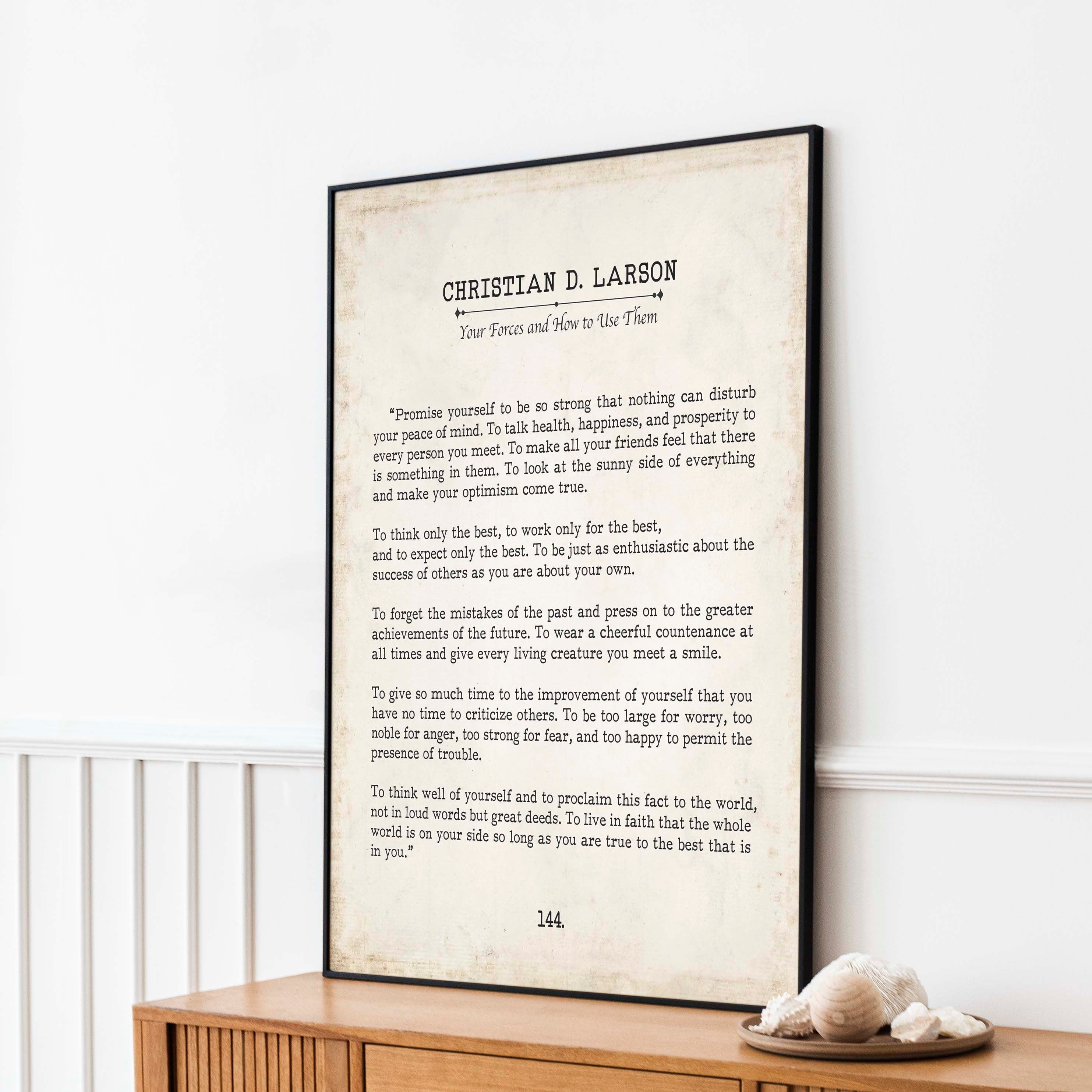 Christian D. Larson Quote Art Print – Vintage Book Page Wall Decor, The Optimist's Creed