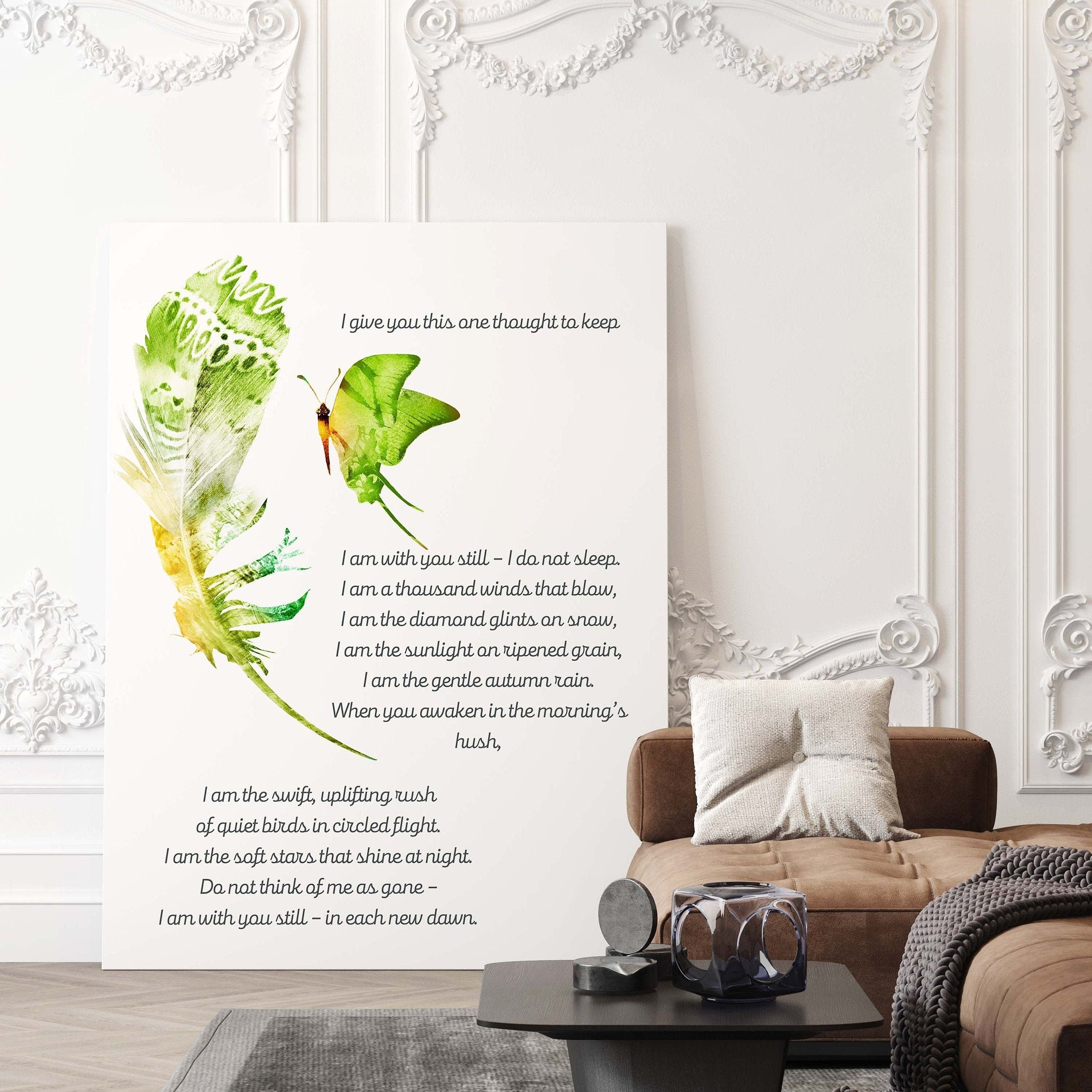 I give you this one thought native American prayer quote print with watercolor butterfly & feather, inspirational gift wall art