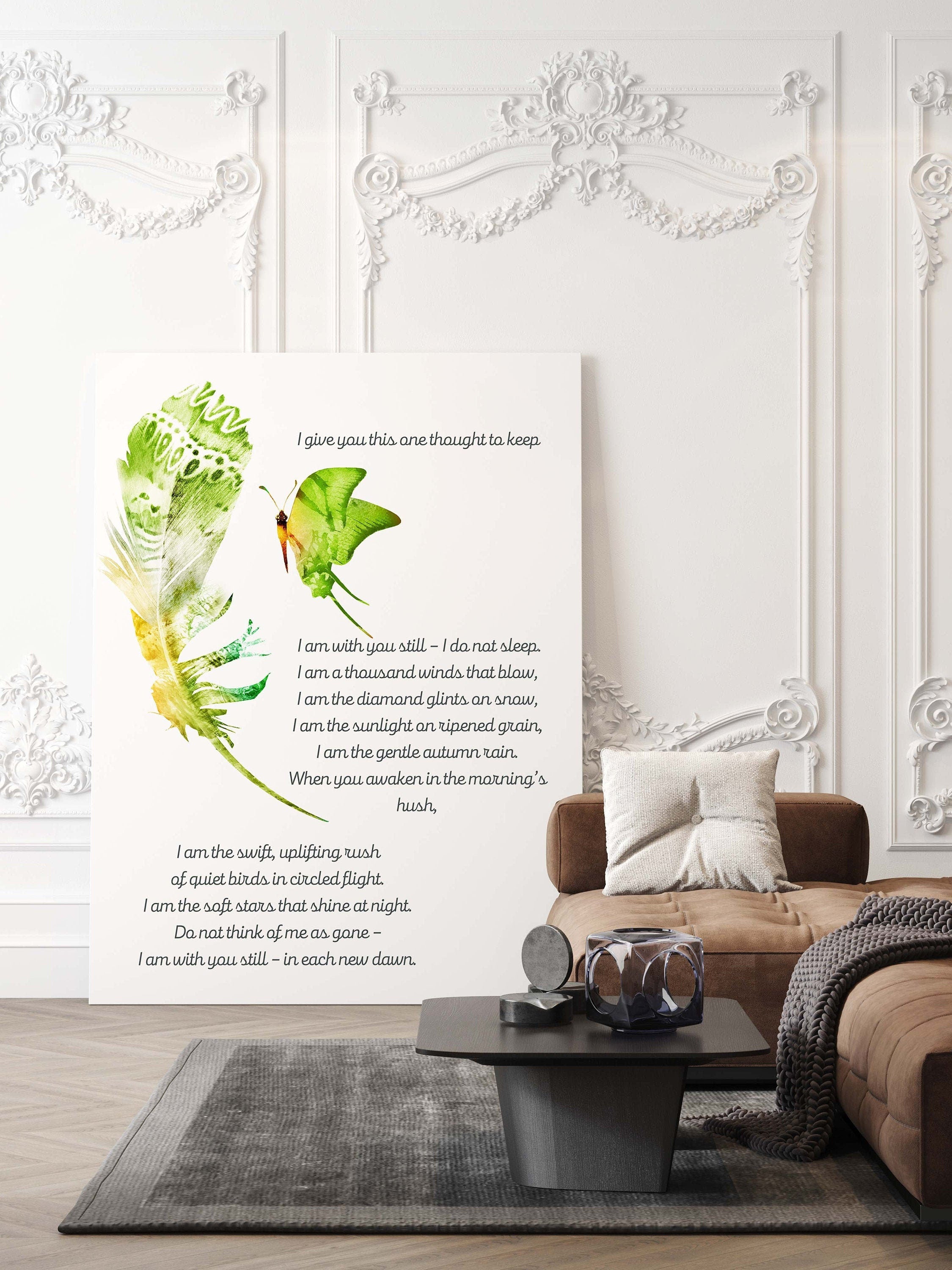 I give you this one thought native American prayer quote print with watercolor butterfly & feather, inspirational gift wall art