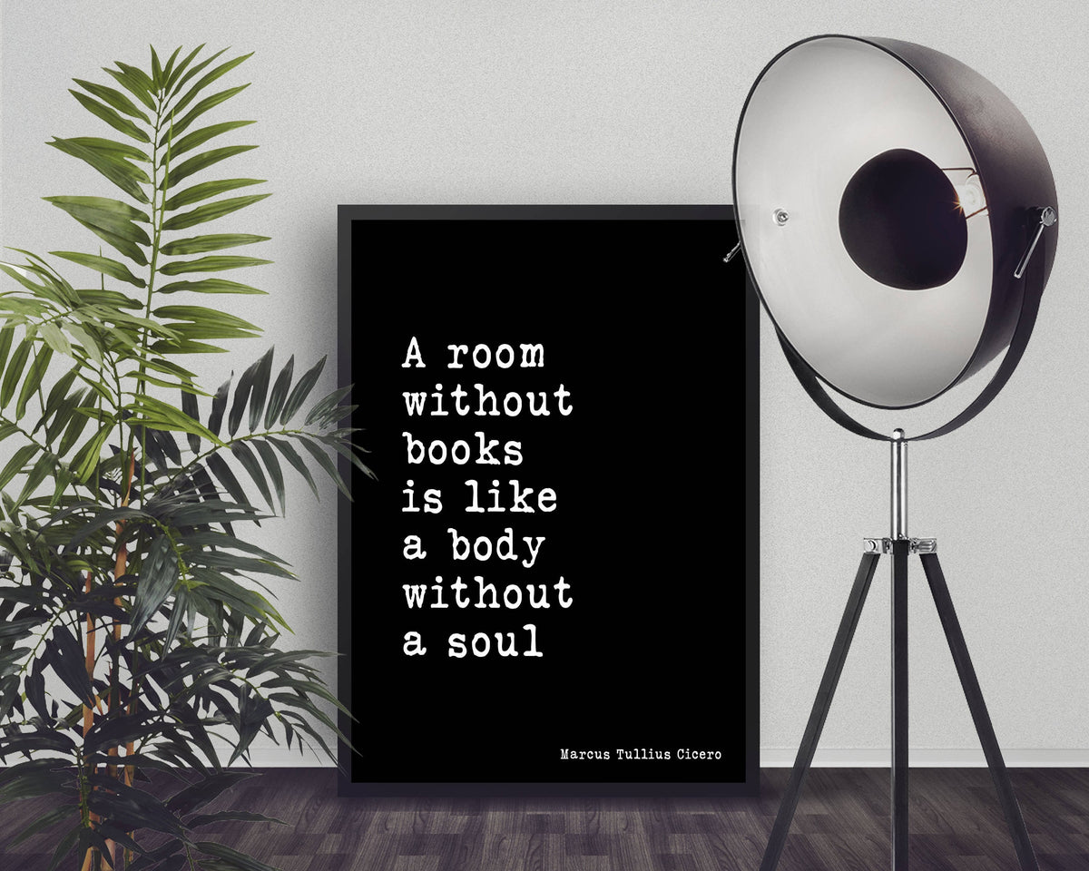 Cicero Quote Print – Book Lover Wall Art in Typewriter Font, Framed
