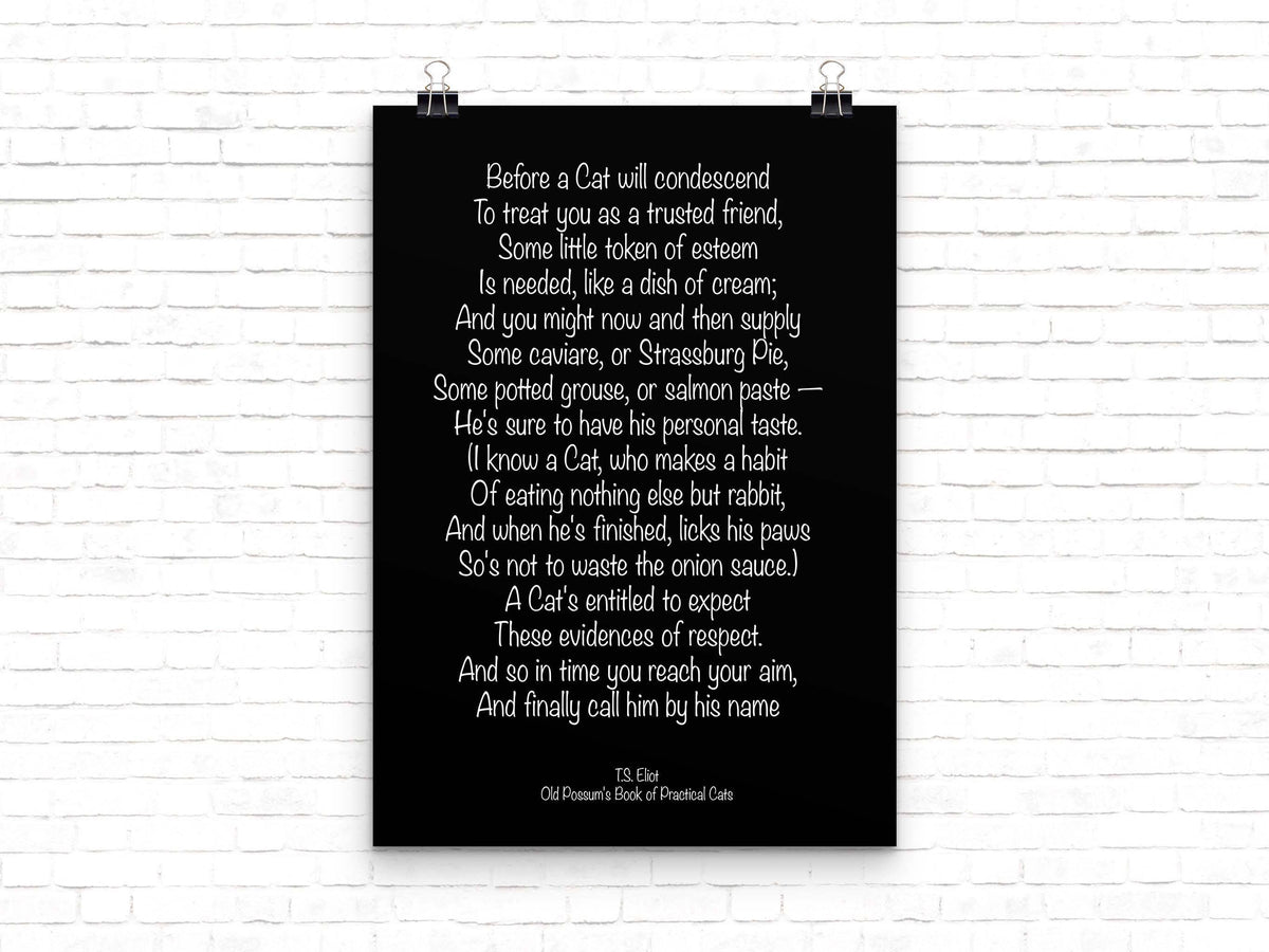 T S Eliot Cat Poem Print Old Possum’s Practical Cats