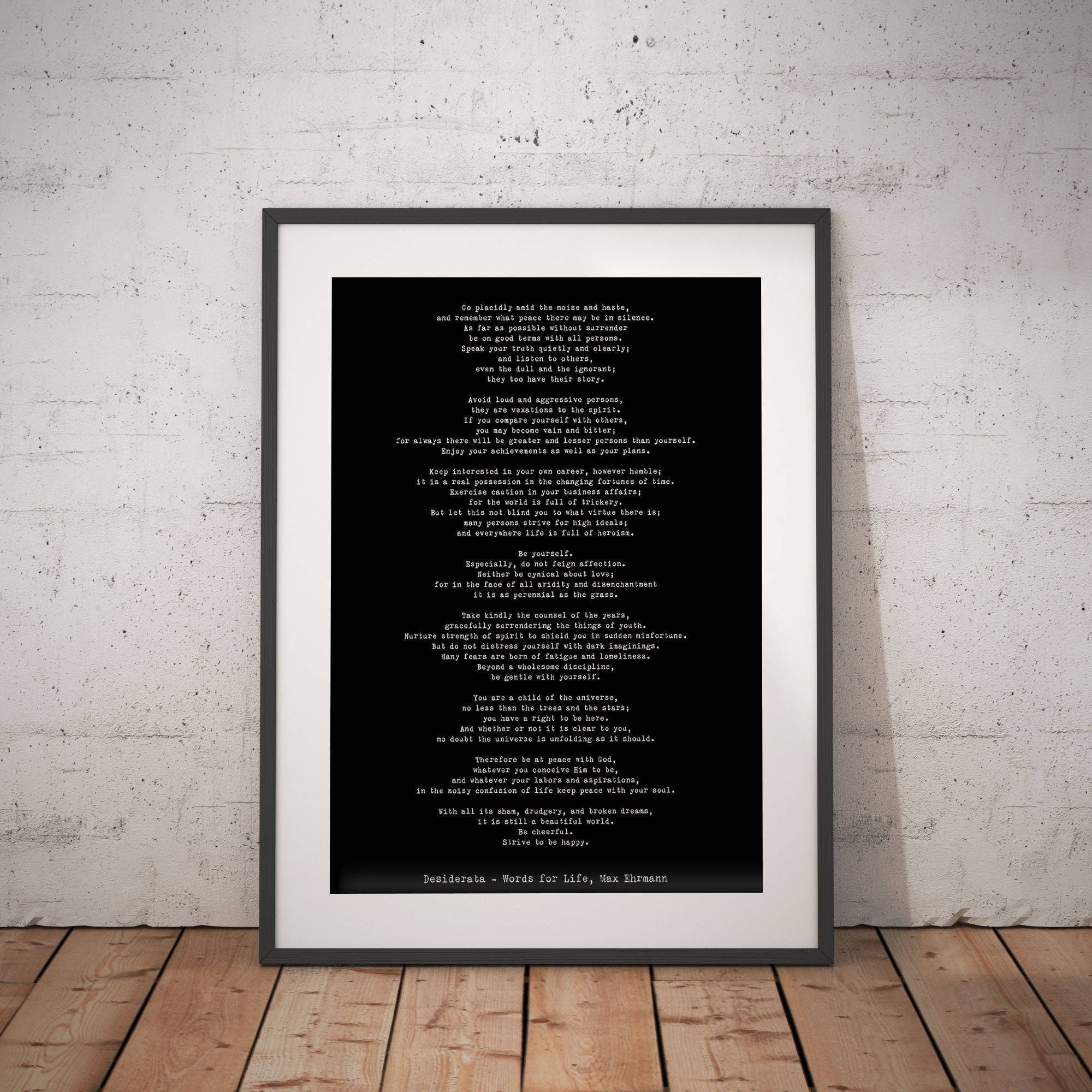 Poem Art Desiderata Print, Minimalist Poster