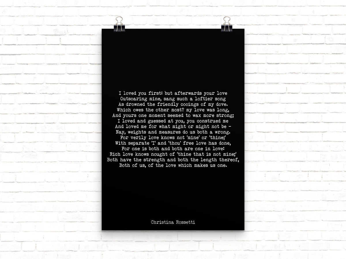 Christina Rossetti Love Poem Print, Classic Romantic Poetry Wall Art