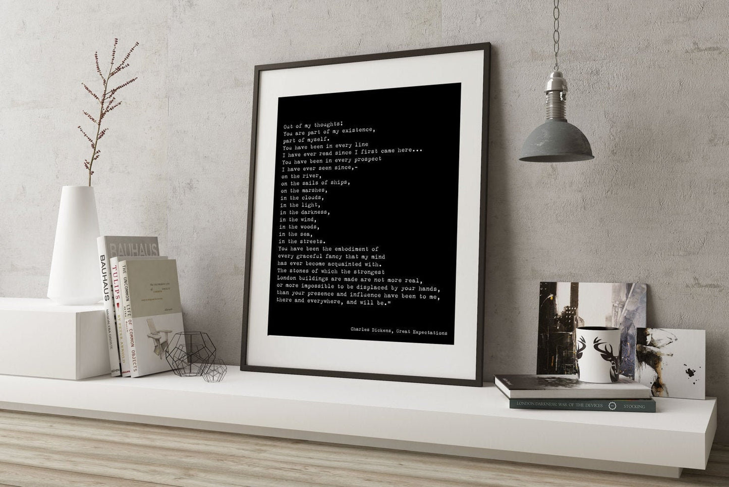 Charles Dickens Great Expectations Quote Print Black & White Art, Great Expectations Unframed and Framed Art Literary Gift